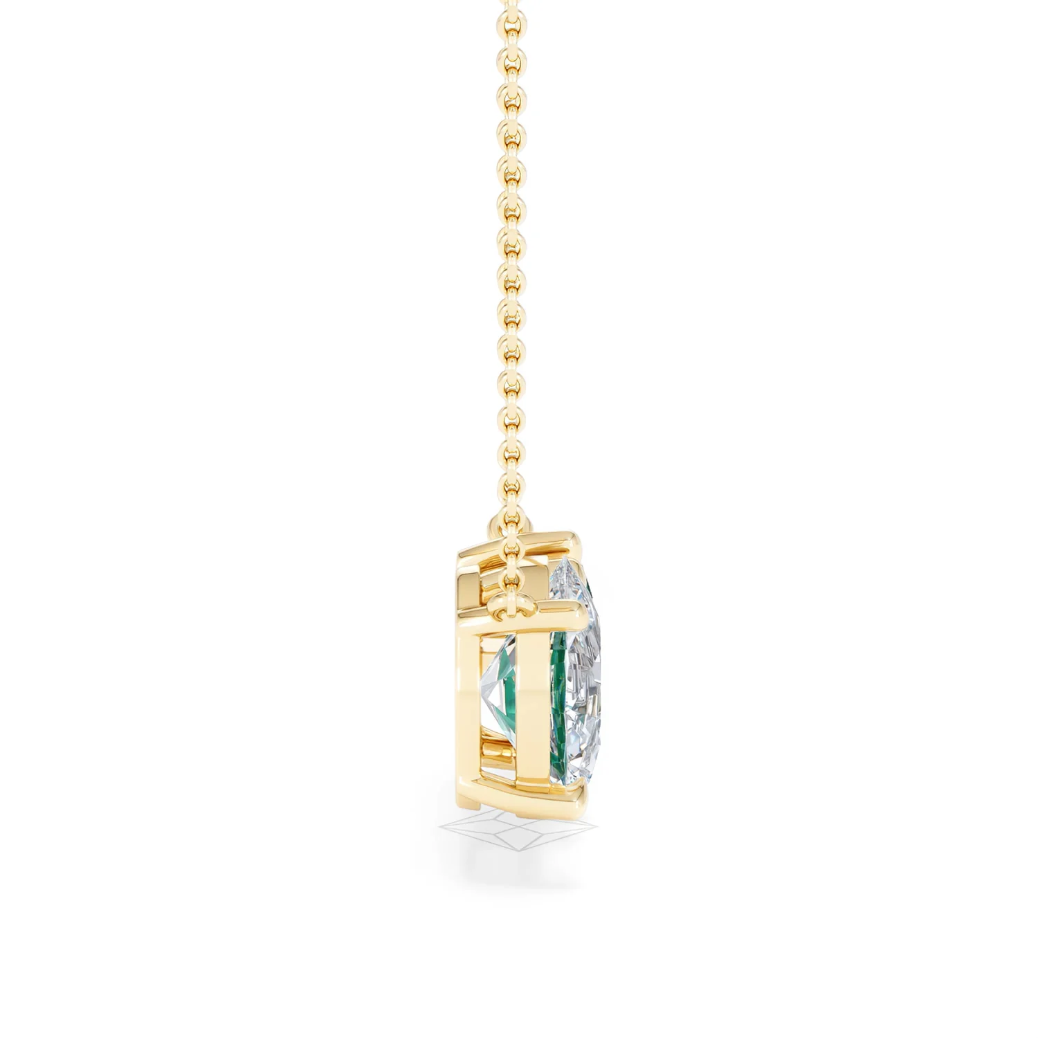 Toi Et Moi 1.50ct Oval Lab Diamond and 2.50ct Pear Lab Emerald Necklace in 18K Yellow Gold - Image 29