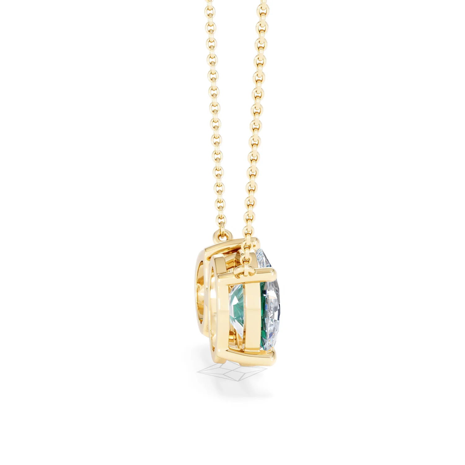 Toi Et Moi 1.50ct Oval Lab Diamond and 2.50ct Pear Lab Emerald Necklace in 18K Yellow Gold - Image 31