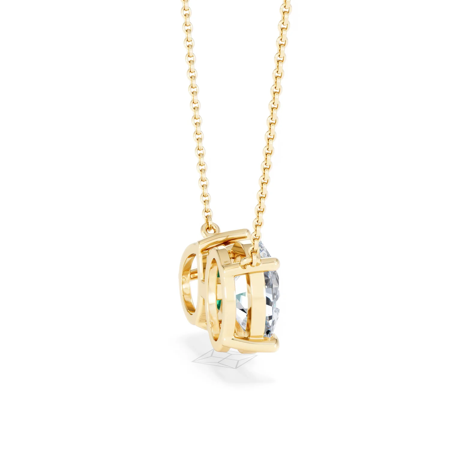 Toi Et Moi 1.50ct Oval Lab Diamond and 2.50ct Pear Lab Emerald Necklace in 18K Yellow Gold - Image 33