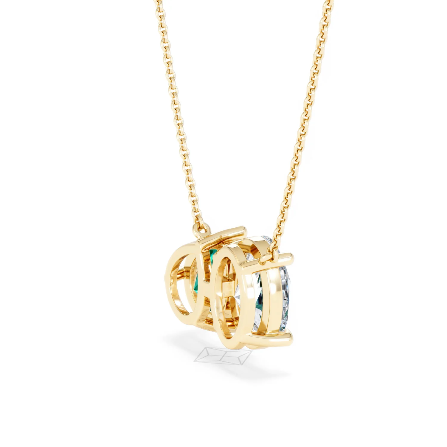 Toi Et Moi 1.50ct Oval Lab Diamond and 2.50ct Pear Lab Emerald Necklace in 18K Yellow Gold - Image 36