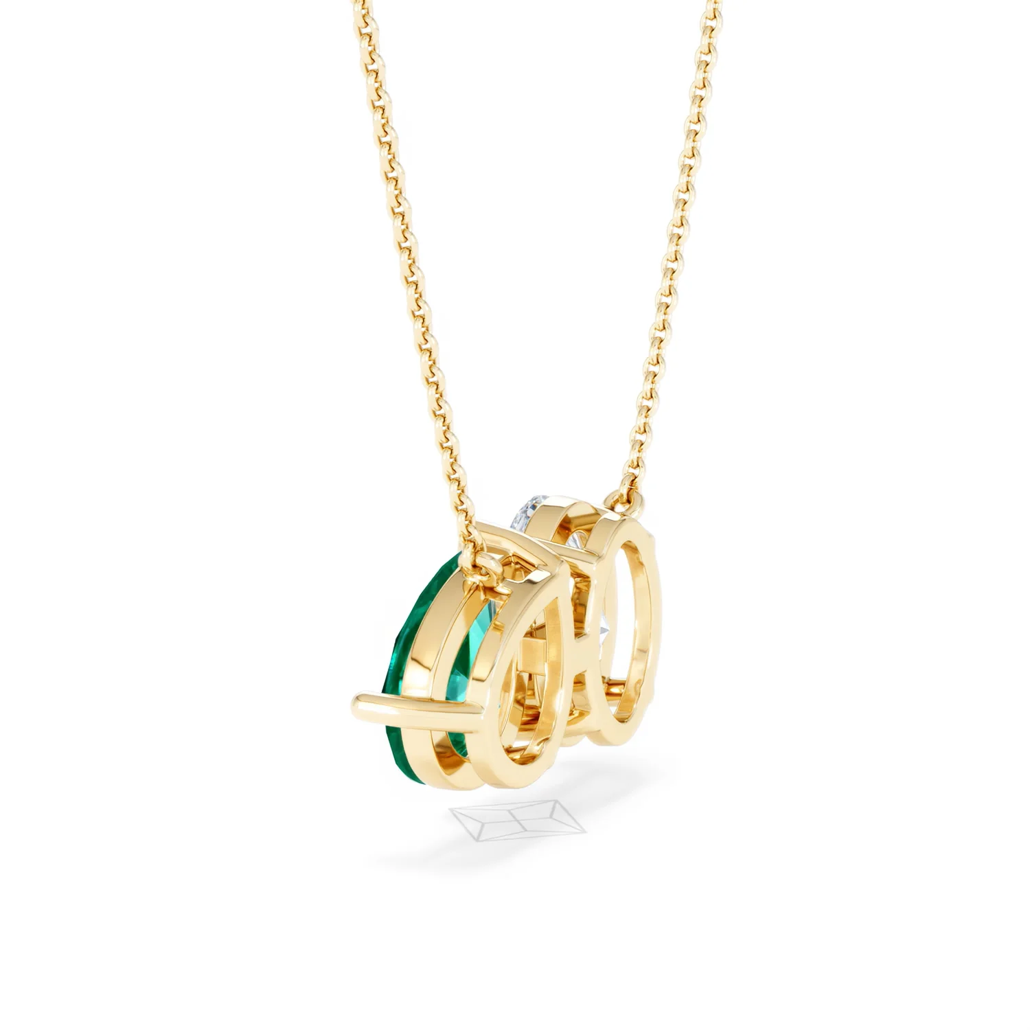 Toi Et Moi 1.50ct Oval Lab Diamond and 2.50ct Pear Lab Emerald Necklace in 18K Yellow Gold - Image 62