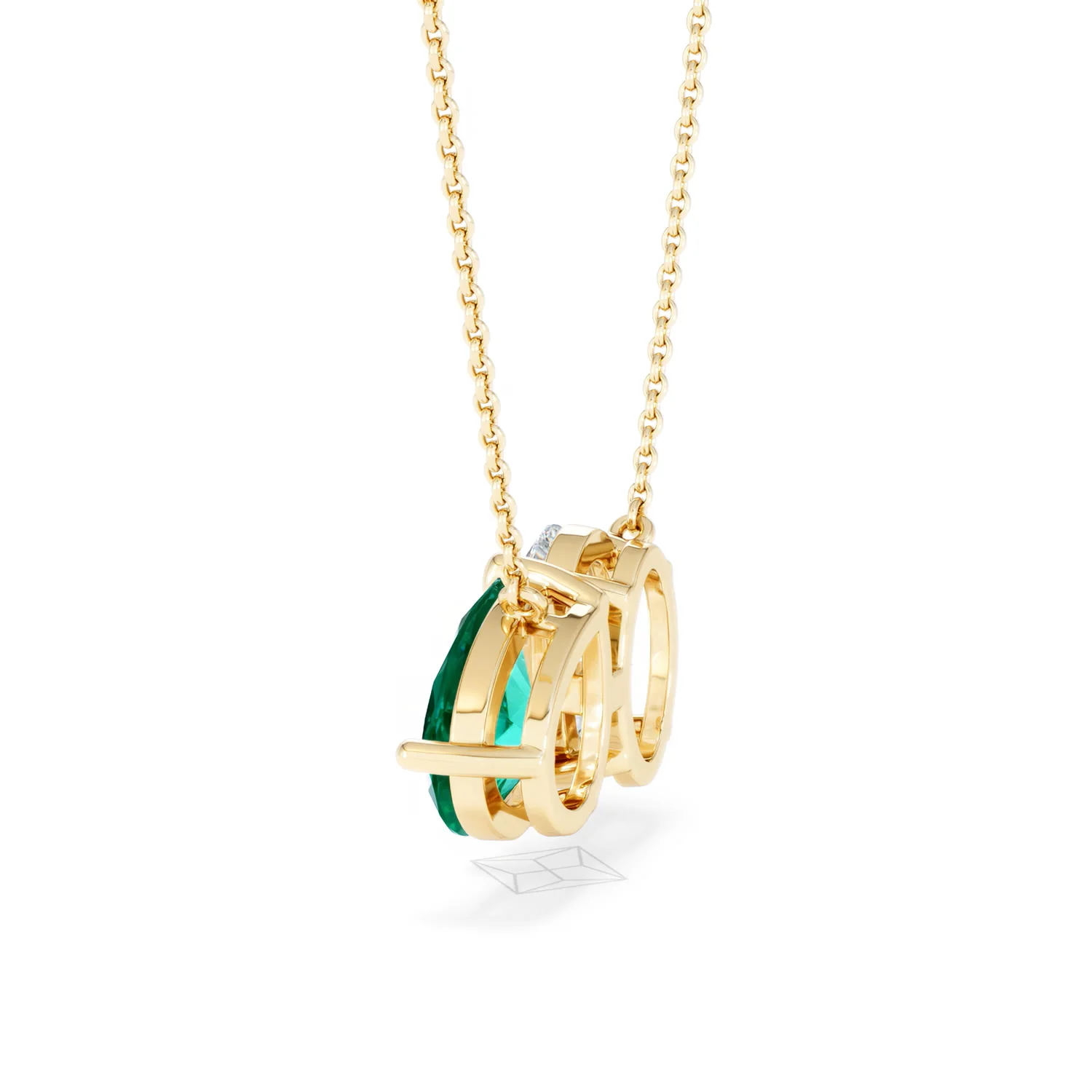 Toi Et Moi 1.50ct Oval Lab Diamond and 2.50ct Pear Lab Emerald Necklace in 18K Yellow Gold - Image 64