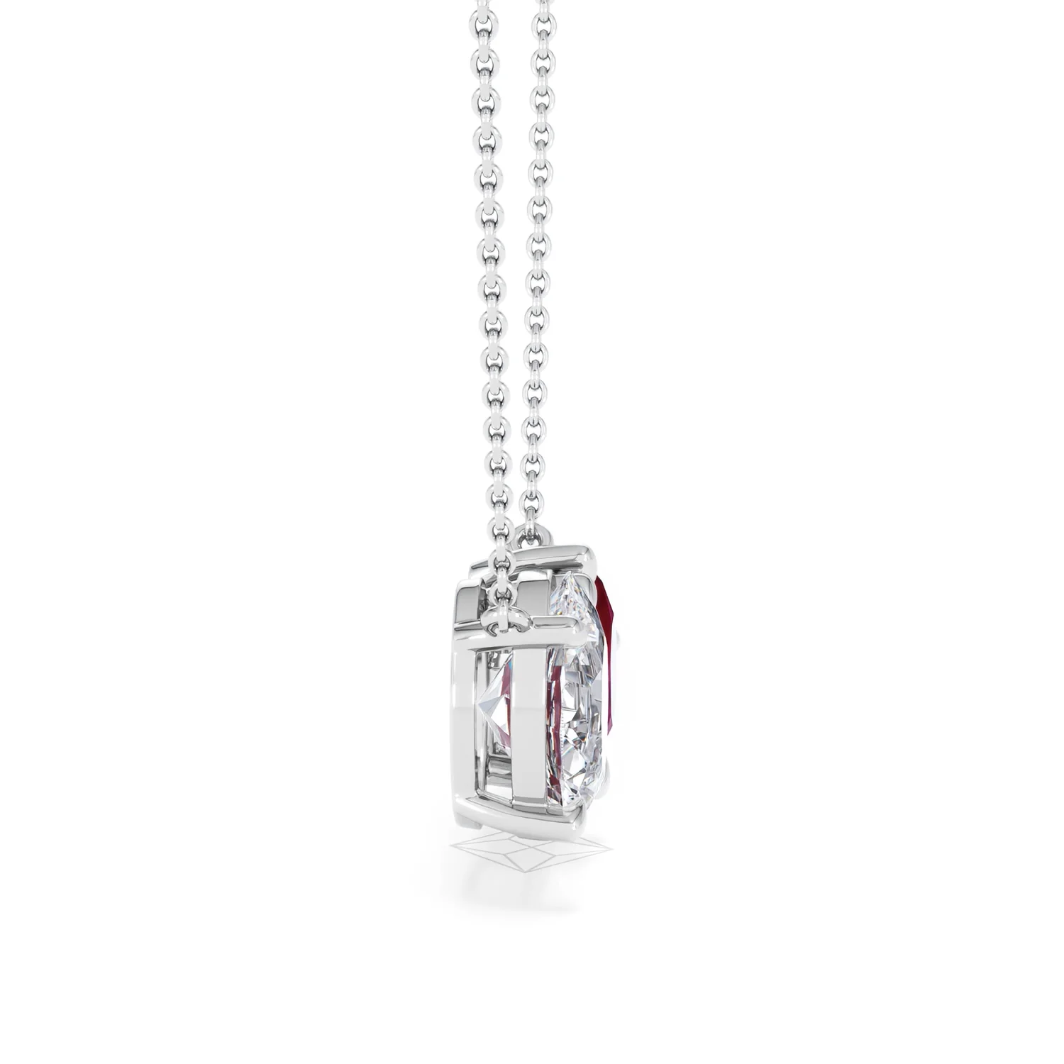 Toi Et Moi 1.50ct Oval Lab Diamond and 2.50ct Pear Lab Ruby Necklace in 18K White Gold - Image 26