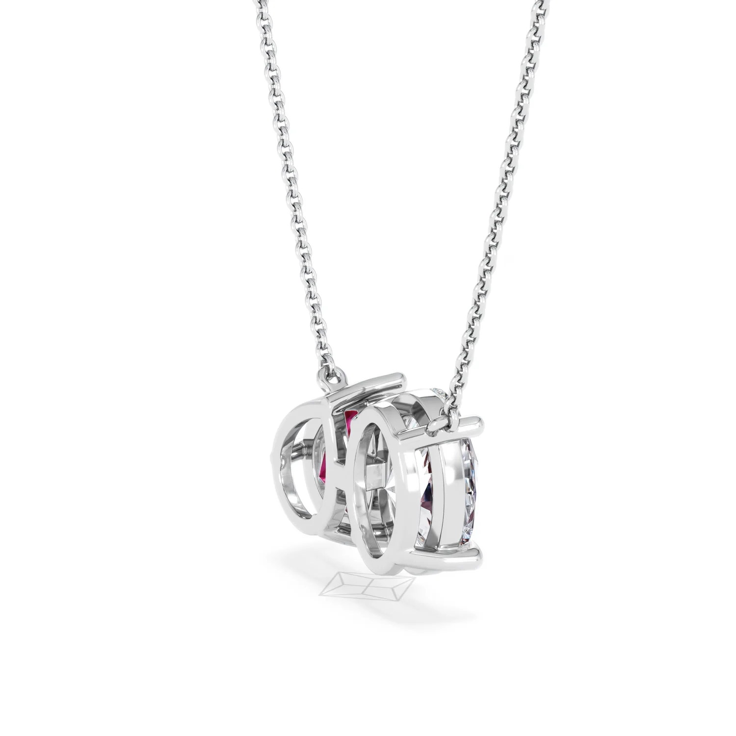 Toi Et Moi 1.50ct Oval Lab Diamond and 2.50ct Pear Lab Ruby Necklace in 18K White Gold - Image 34