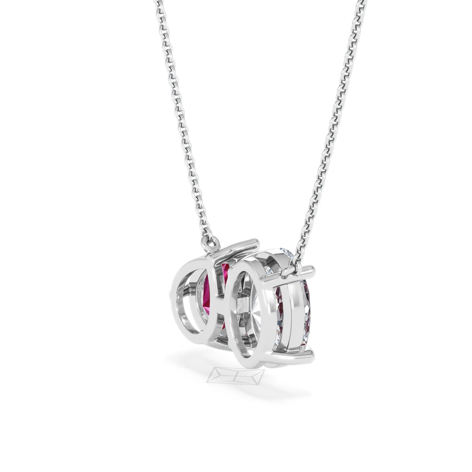 Toi Et Moi 1.50ct Oval Lab Diamond and 2.50ct Pear Lab Ruby Necklace in 18K White Gold - Image 35