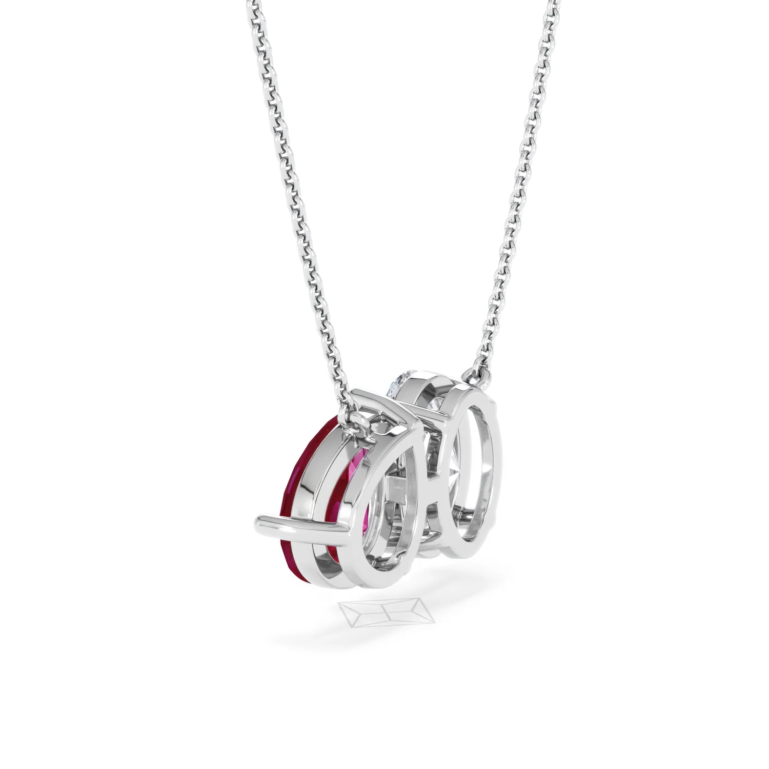 Toi Et Moi 1.50ct Oval Lab Diamond and 2.50ct Pear Lab Ruby Necklace in 18K White Gold - Image 59