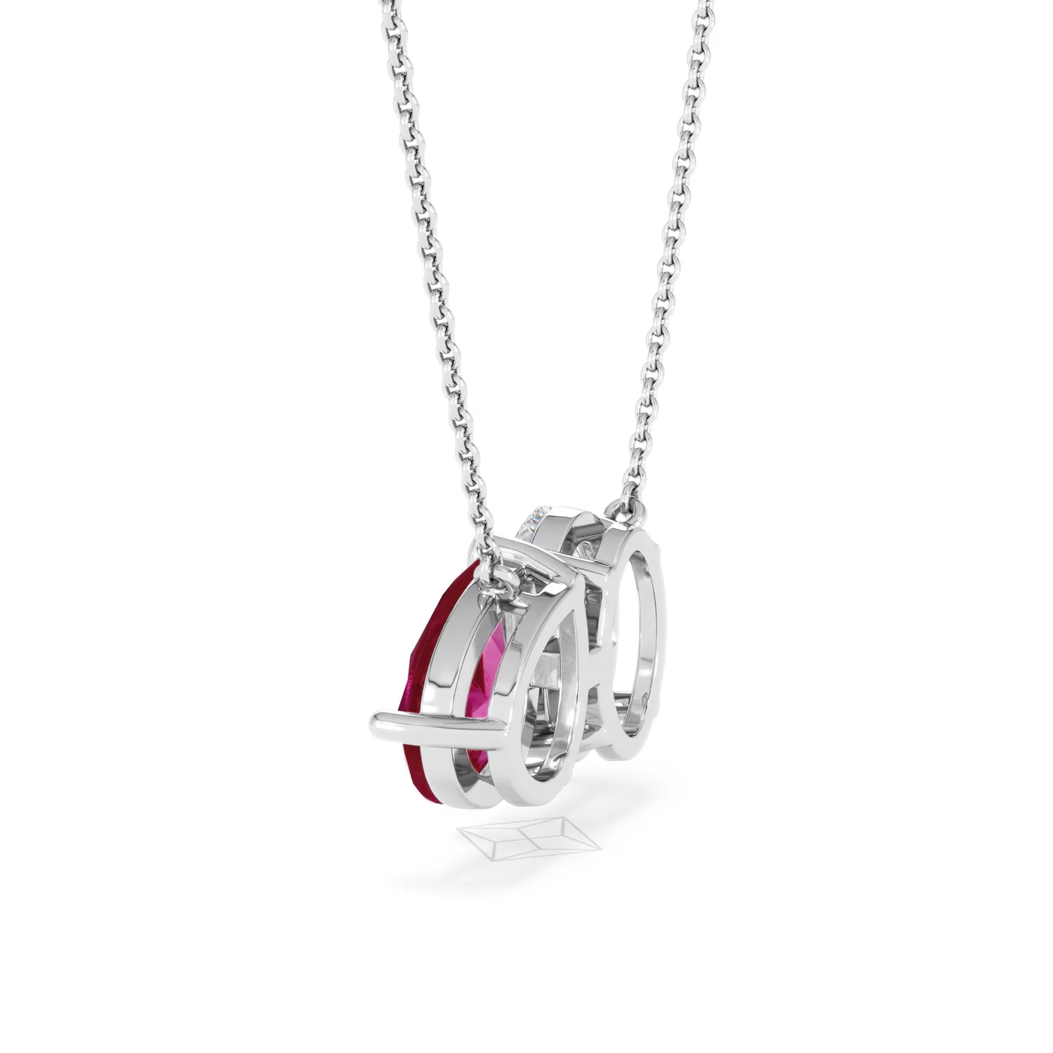 Toi Et Moi 1.50ct Oval Lab Diamond and 2.50ct Pear Lab Ruby Necklace in 18K White Gold - Image 61