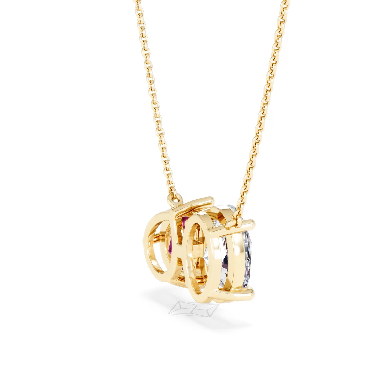 Toi Et Moi 1.50ct Oval Lab Diamond and 2.50ct Pear Lab Ruby Necklace in 18K Yellow Gold - Image 36