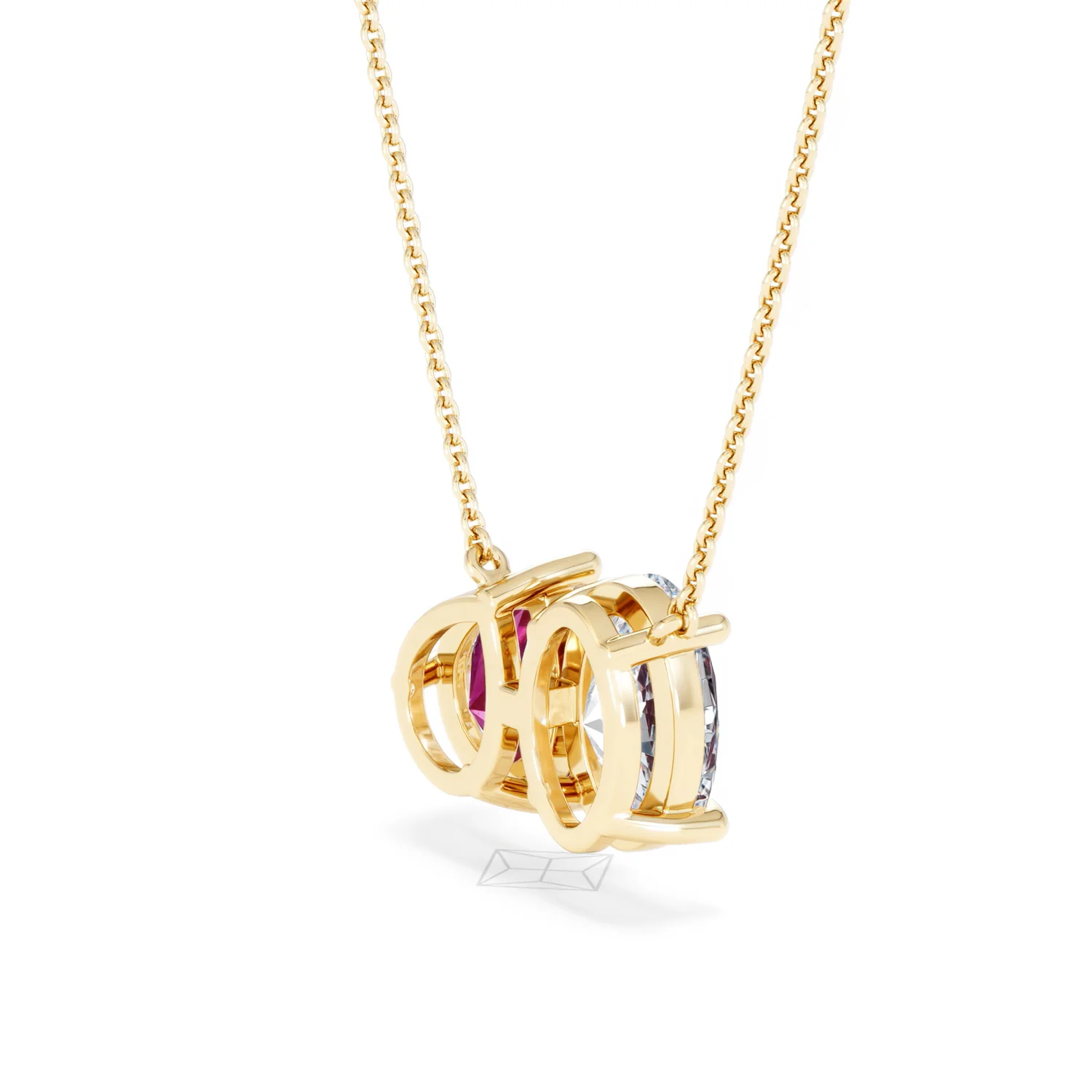 Toi Et Moi 1.50ct Oval Lab Diamond and 2.50ct Pear Lab Ruby Necklace in 18K Yellow Gold - Image 37