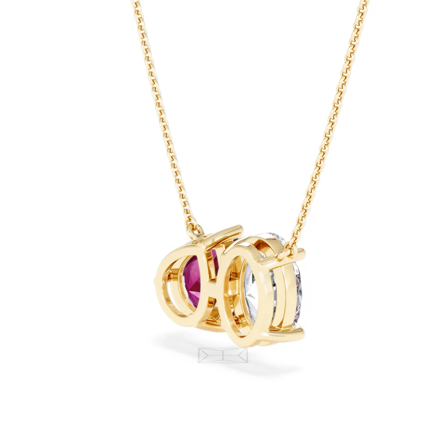 Toi Et Moi 1.50ct Oval Lab Diamond and 2.50ct Pear Lab Ruby Necklace in 18K Yellow Gold - Image 39