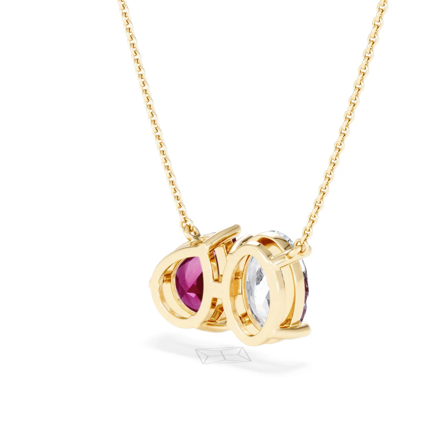 Toi Et Moi 1.50ct Oval Lab Diamond and 2.50ct Pear Lab Ruby Necklace in 18K Yellow Gold - Image 41