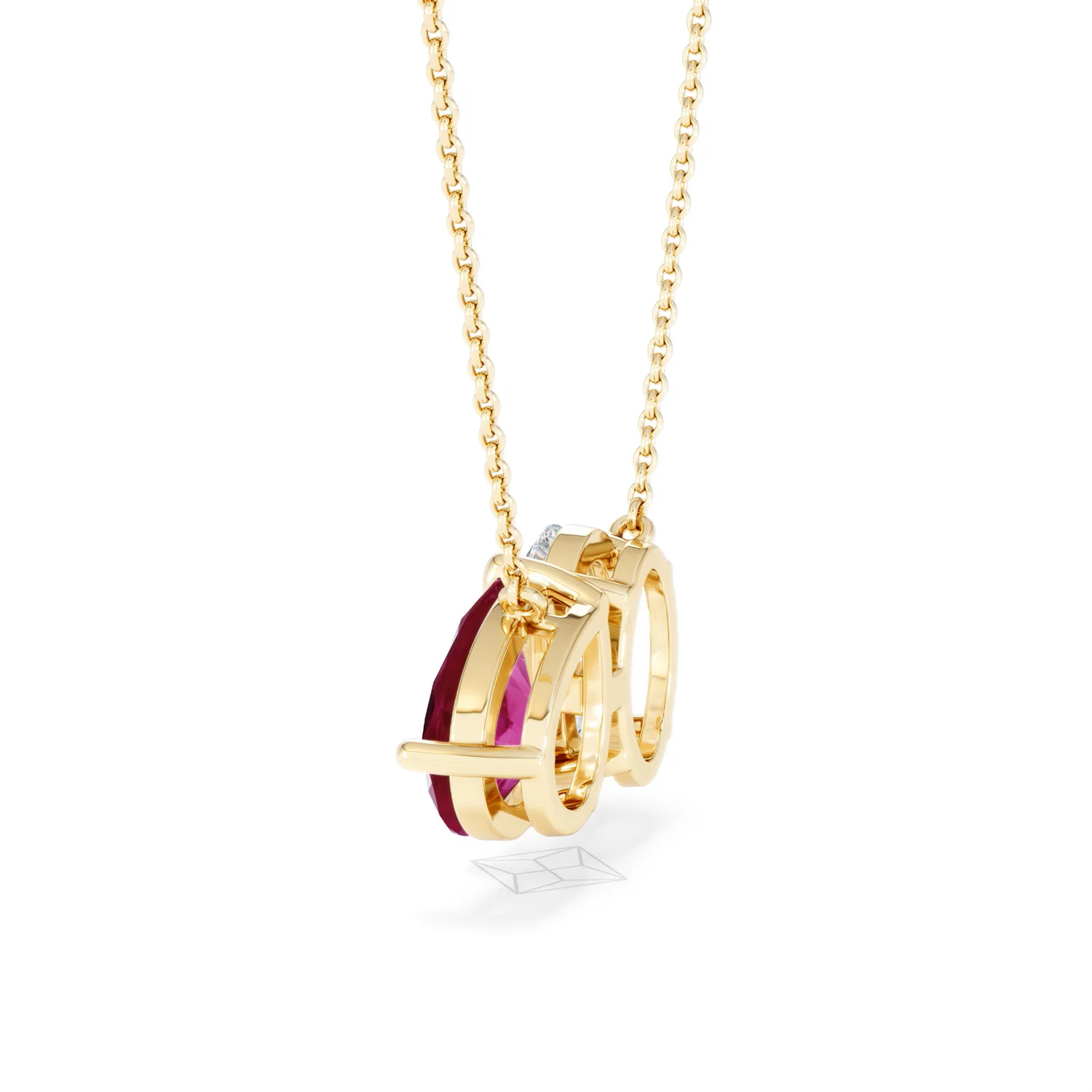 Toi Et Moi 1.50ct Oval Lab Diamond and 2.50ct Pear Lab Ruby Necklace in 18K Yellow Gold - Image 64