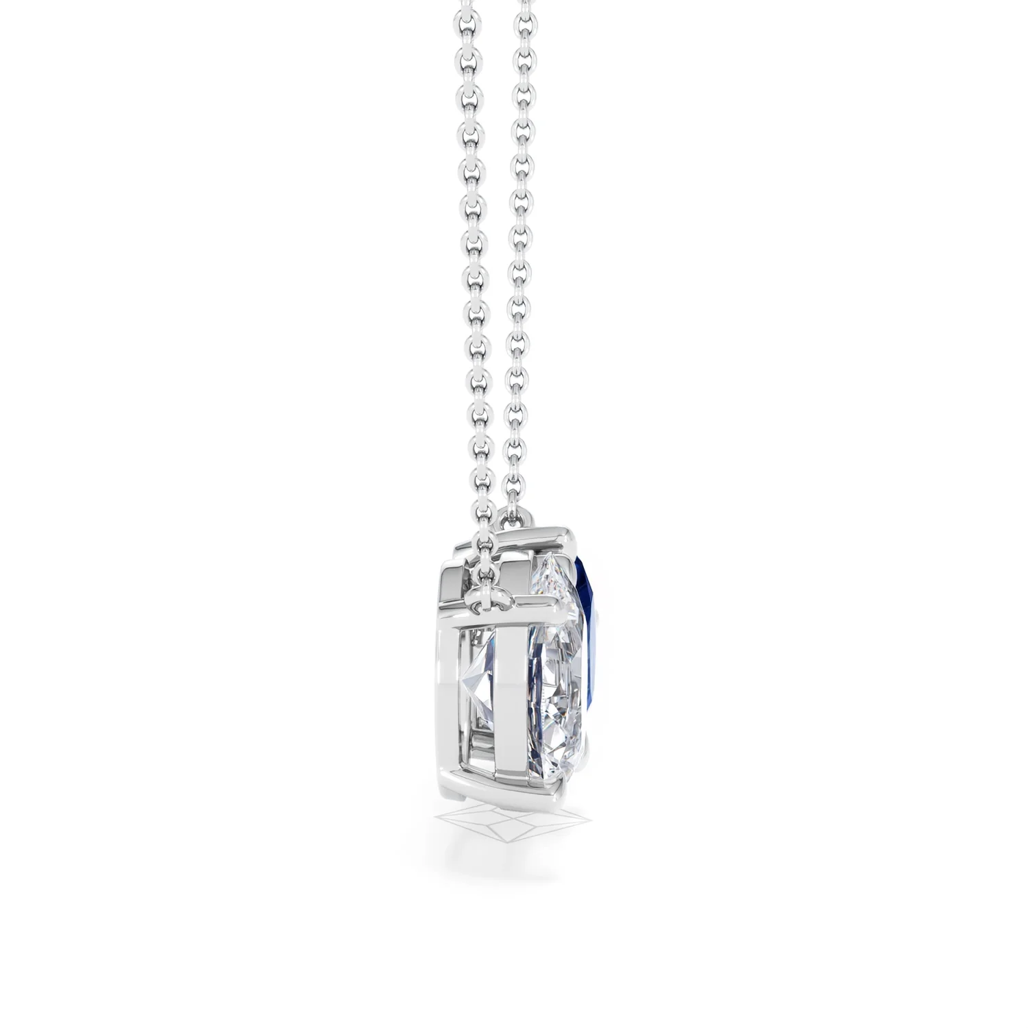 Toi Et Moi 1.50ct Oval Lab Diamond and 2.50ct Pear Lab Sapphire Necklace in 18K White Gold - Image 26