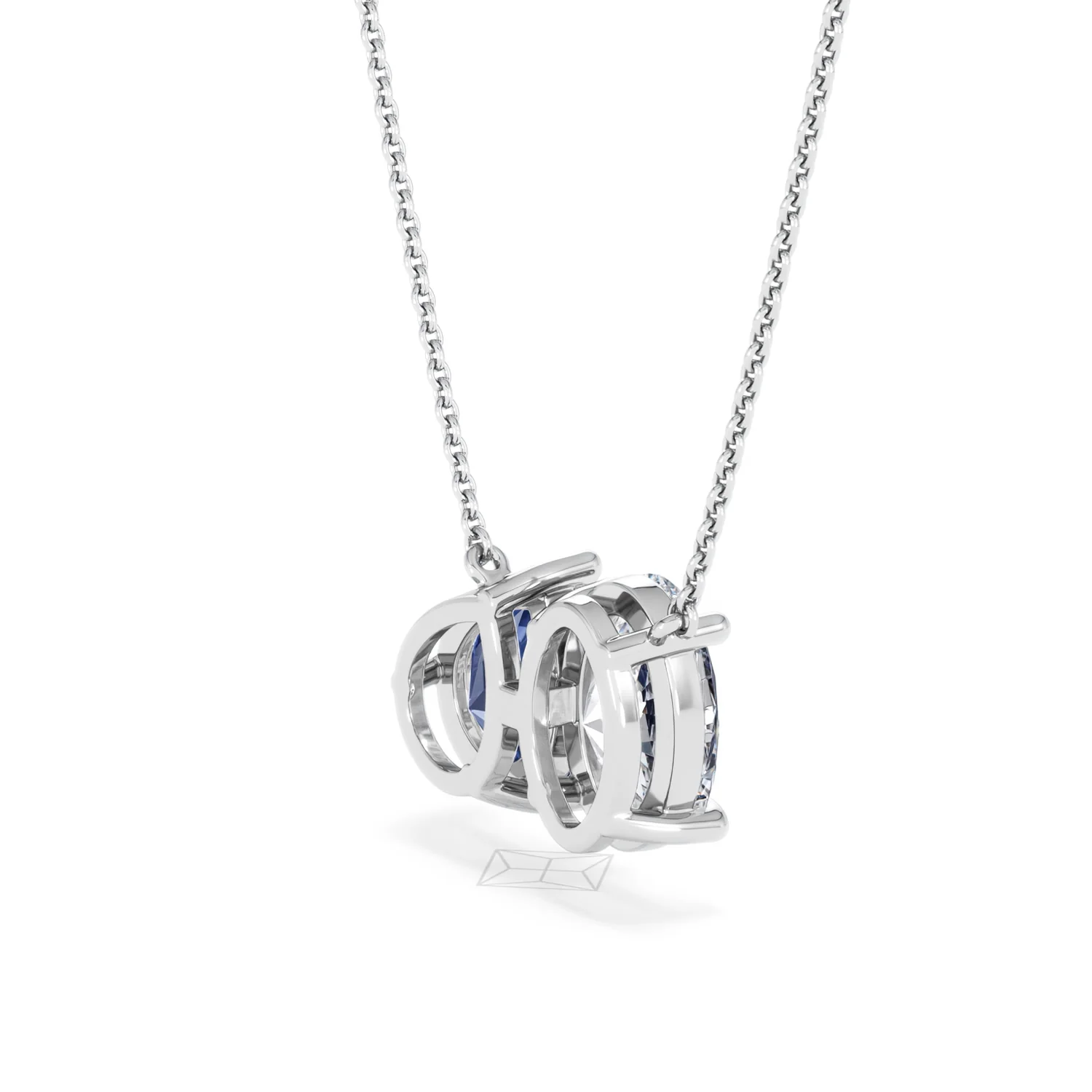 Toi Et Moi 1.50ct Oval Lab Diamond and 2.50ct Pear Lab Sapphire Necklace in 18K White Gold - Image 35