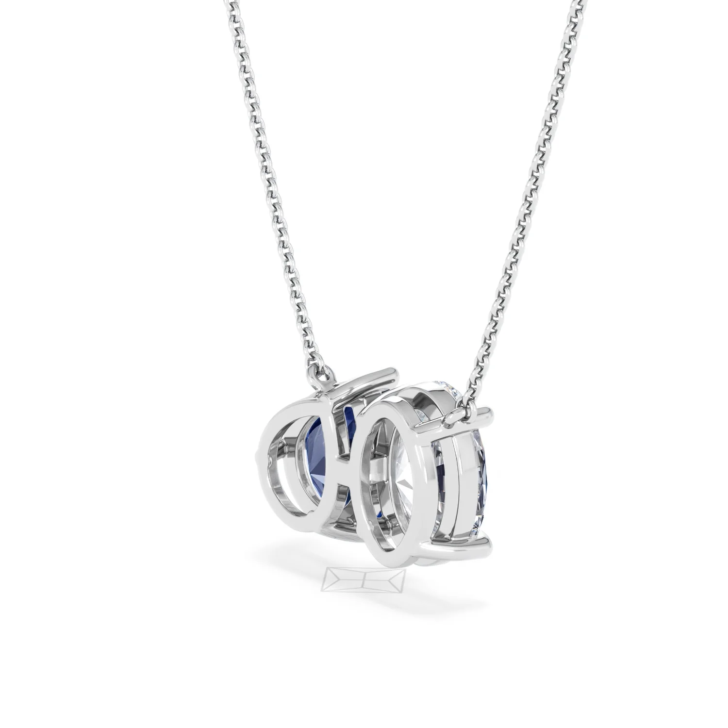 Toi Et Moi 1.50ct Oval Lab Diamond and 2.50ct Pear Lab Sapphire Necklace in 18K White Gold - Image 36