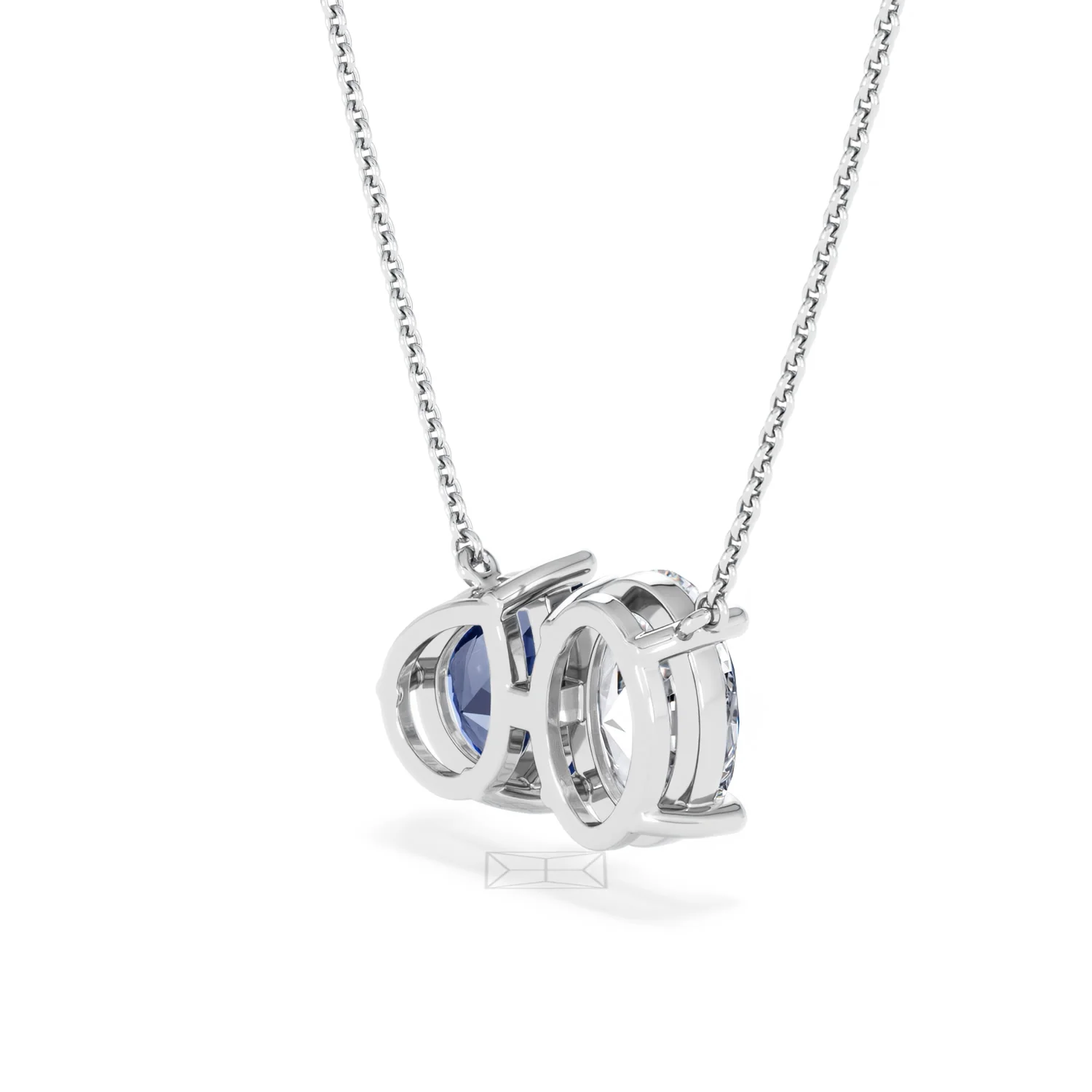 Toi Et Moi 1.50ct Oval Lab Diamond and 2.50ct Pear Lab Sapphire Necklace in 18K White Gold - Image 37