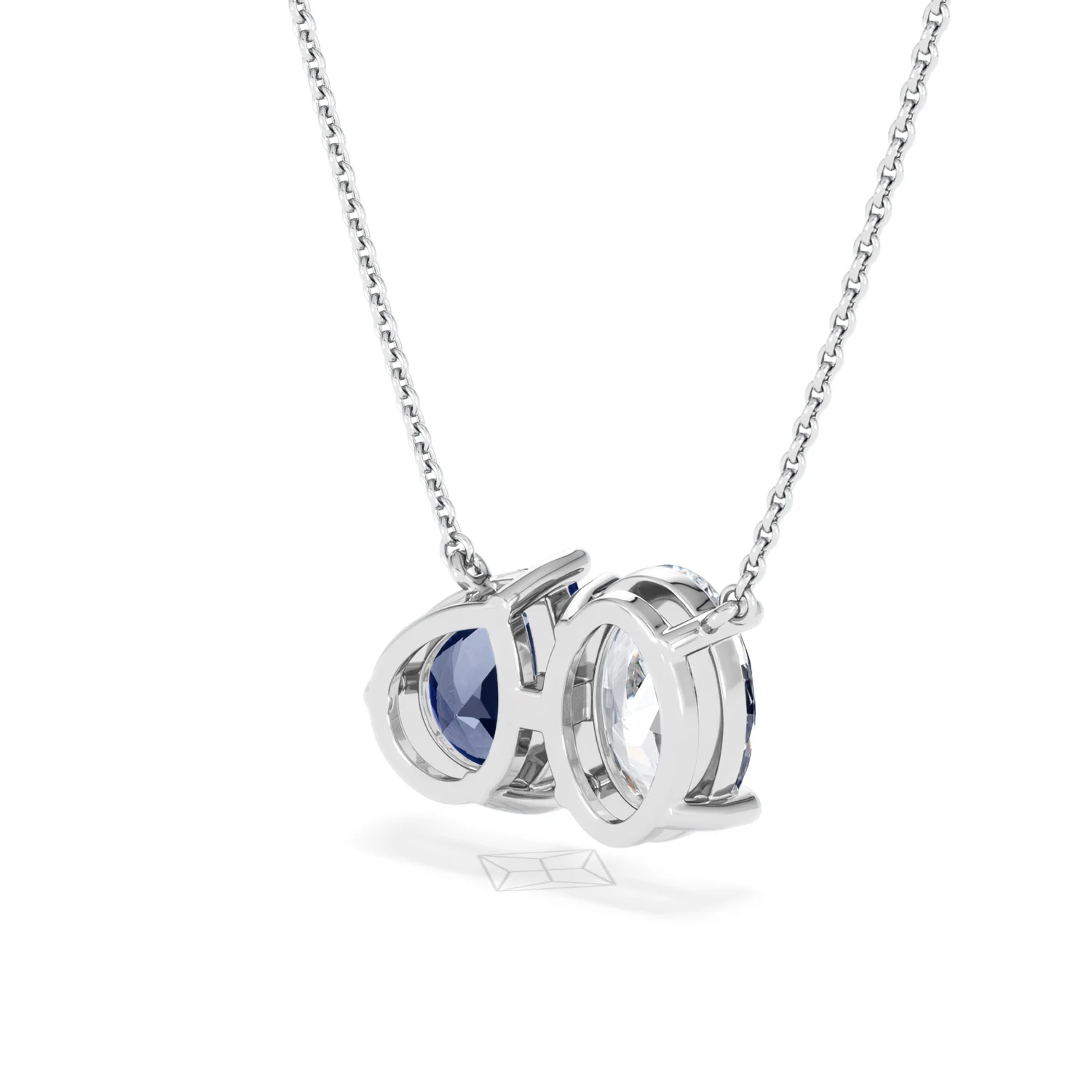 Toi Et Moi 1.50ct Oval Lab Diamond and 2.50ct Pear Lab Sapphire Necklace in 18K White Gold - Image 39