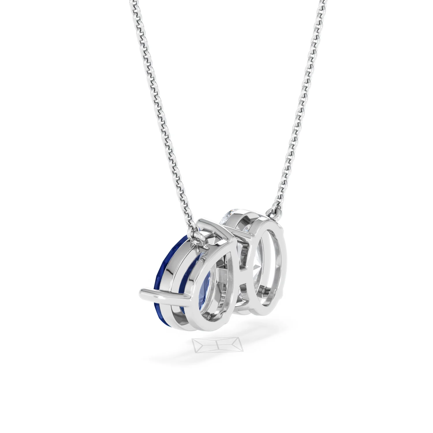 Toi Et Moi 1.50ct Oval Lab Diamond and 2.50ct Pear Lab Sapphire Necklace in 18K White Gold - Image 58