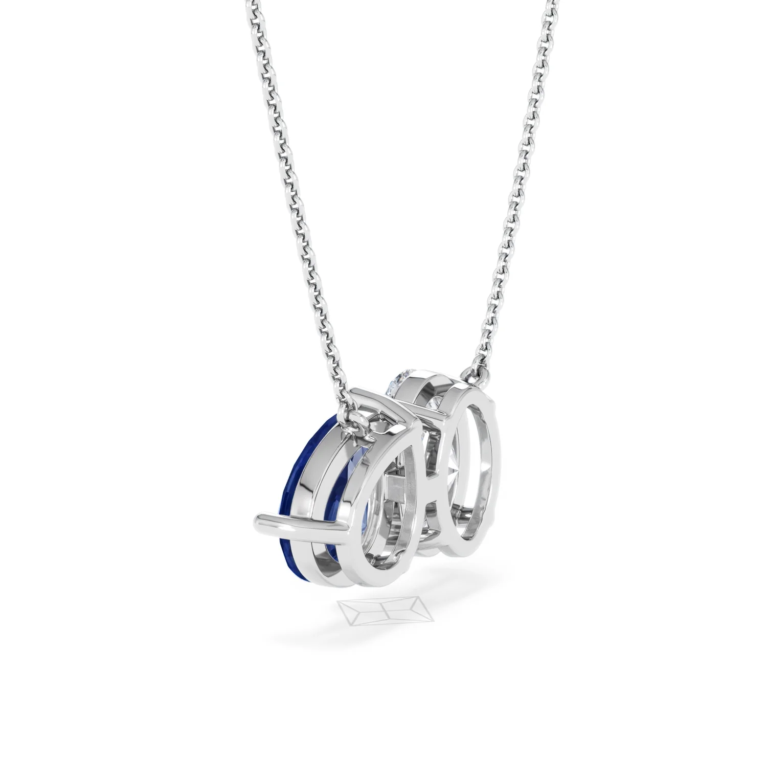 Toi Et Moi 1.50ct Oval Lab Diamond and 2.50ct Pear Lab Sapphire Necklace in 18K White Gold - Image 59