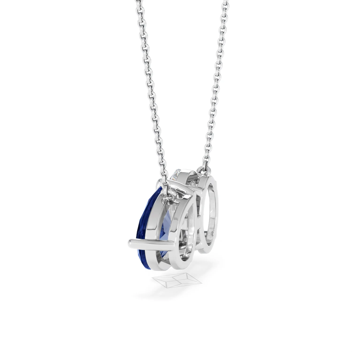 Toi Et Moi 1.50ct Oval Lab Diamond and 2.50ct Pear Lab Sapphire Necklace in 18K White Gold - Image 62