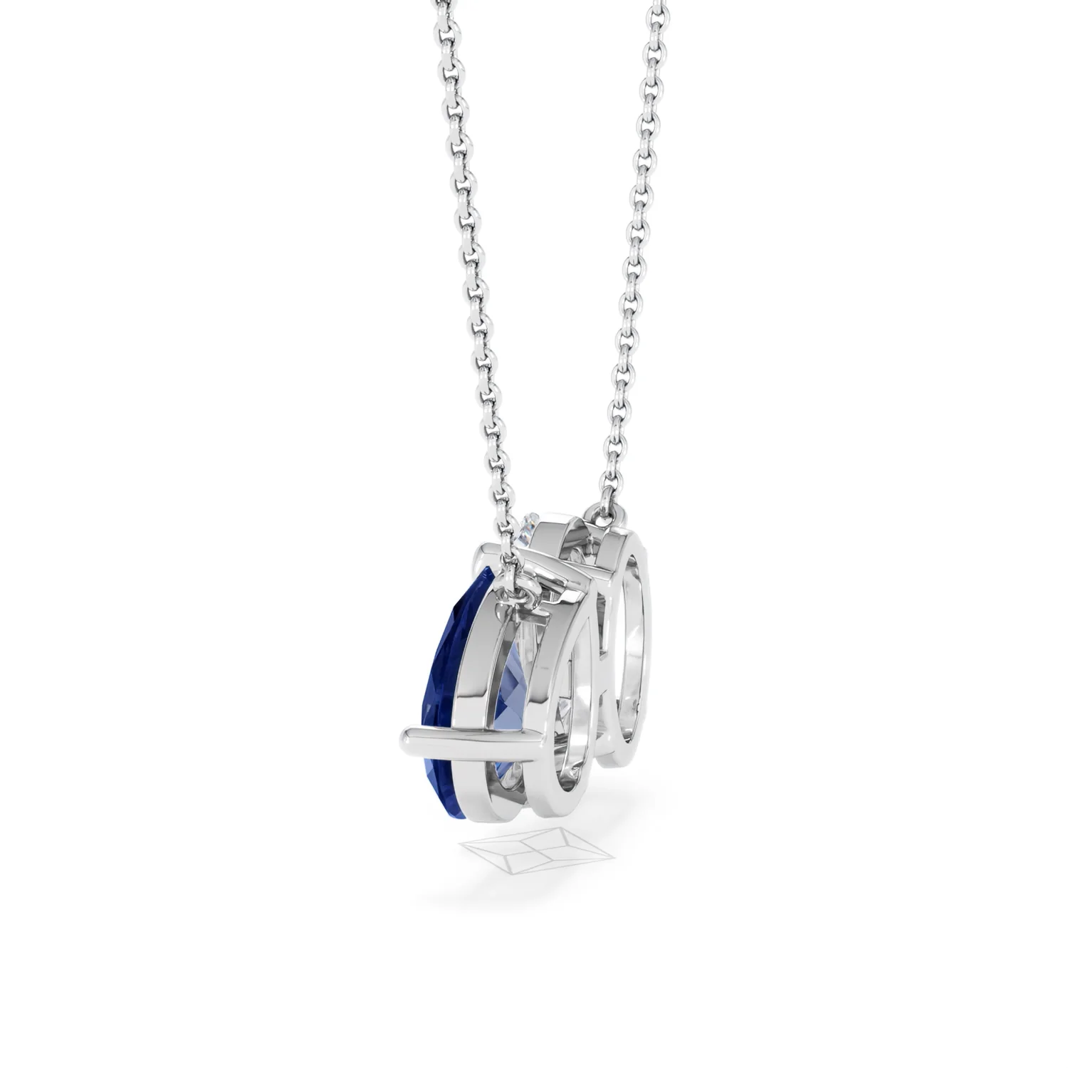 Toi Et Moi 1.50ct Oval Lab Diamond and 2.50ct Pear Lab Sapphire Necklace in 18K White Gold - Image 63