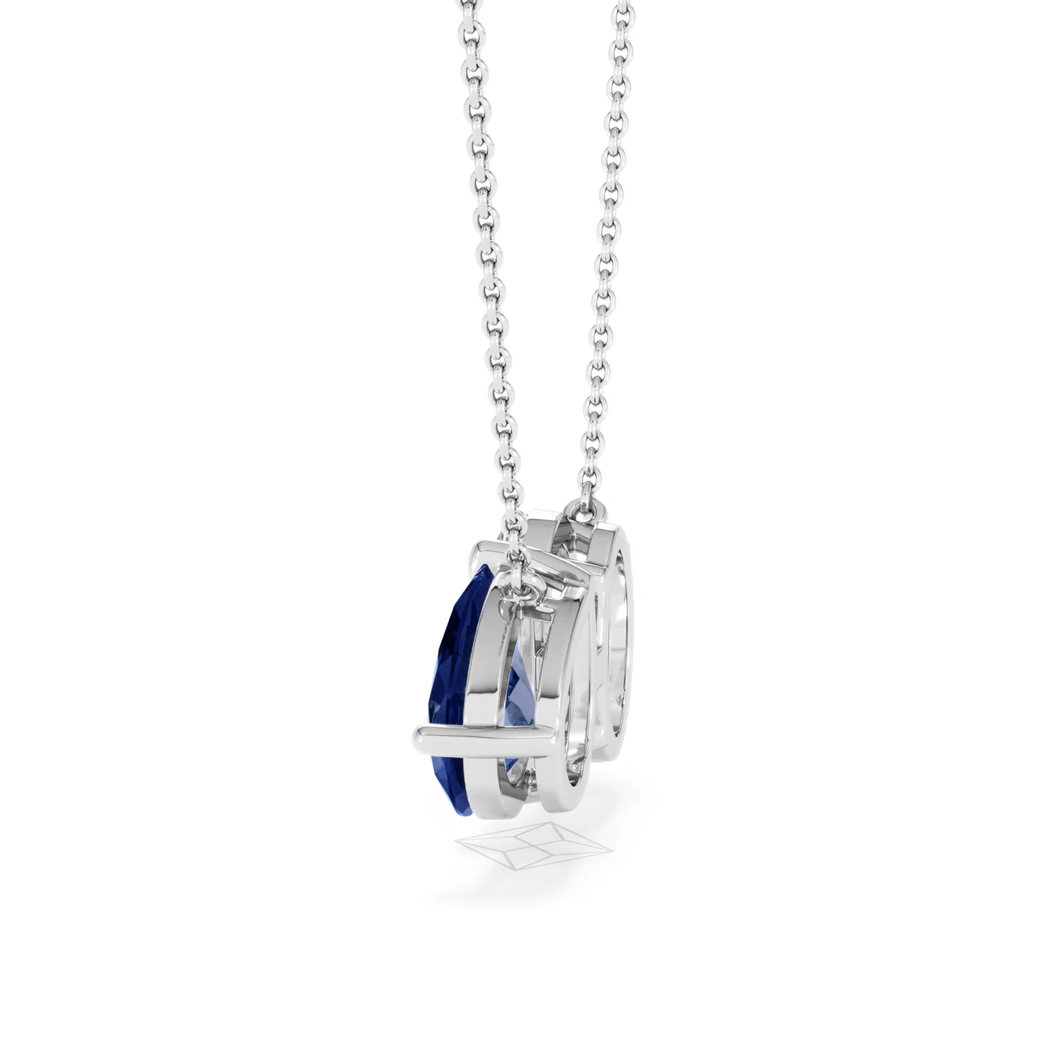 Toi Et Moi 1.50ct Oval Lab Diamond and 2.50ct Pear Lab Sapphire Necklace in 18K White Gold - Image 64