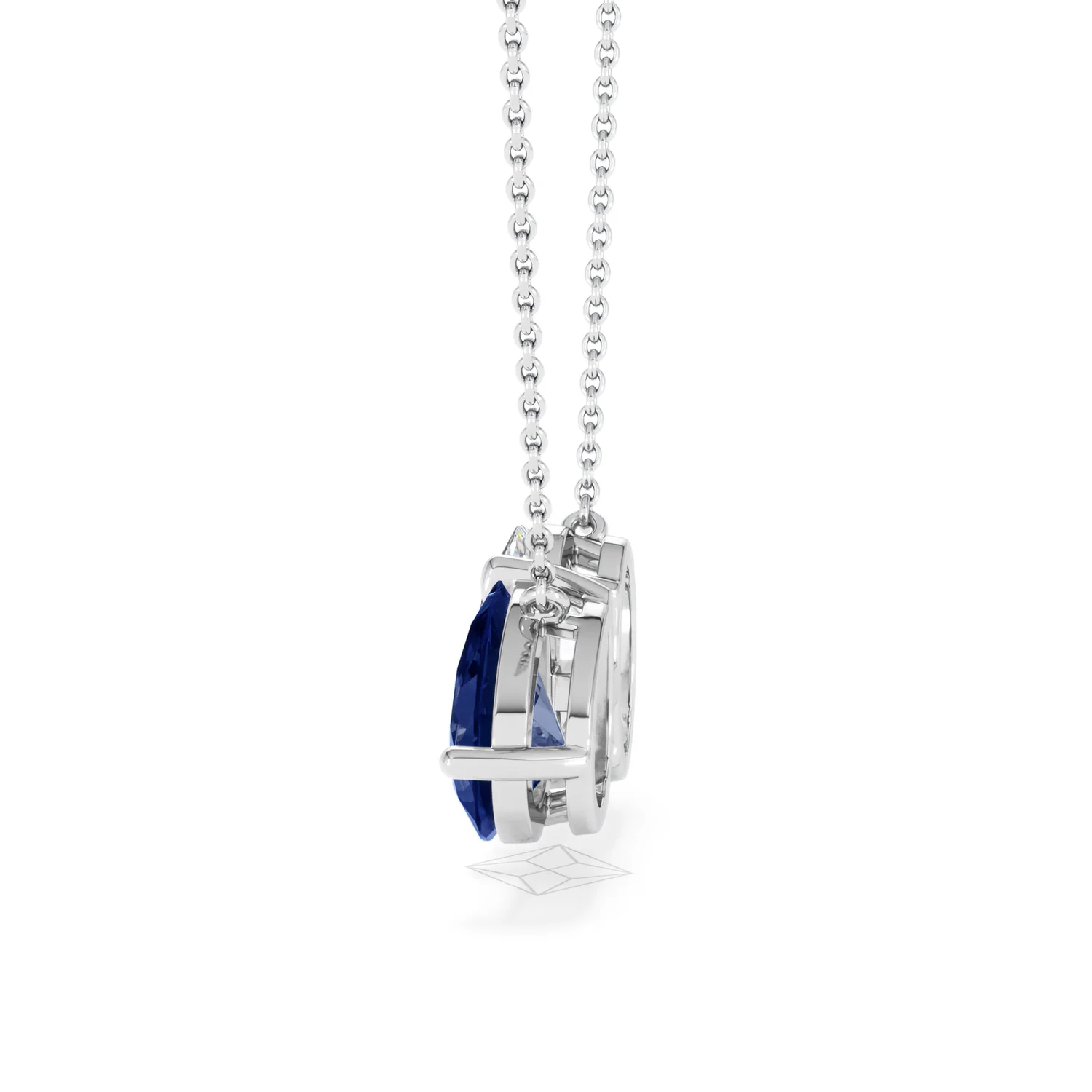 Toi Et Moi 1.50ct Oval Lab Diamond and 2.50ct Pear Lab Sapphire Necklace in 18K White Gold - Image 65