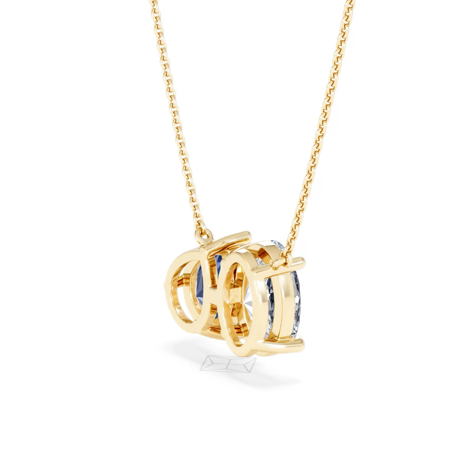 Toi Et Moi 1.50ct Oval Lab Diamond and 2.50ct Pear Lab Sapphire Necklace in 18K Yellow Gold - Image 37