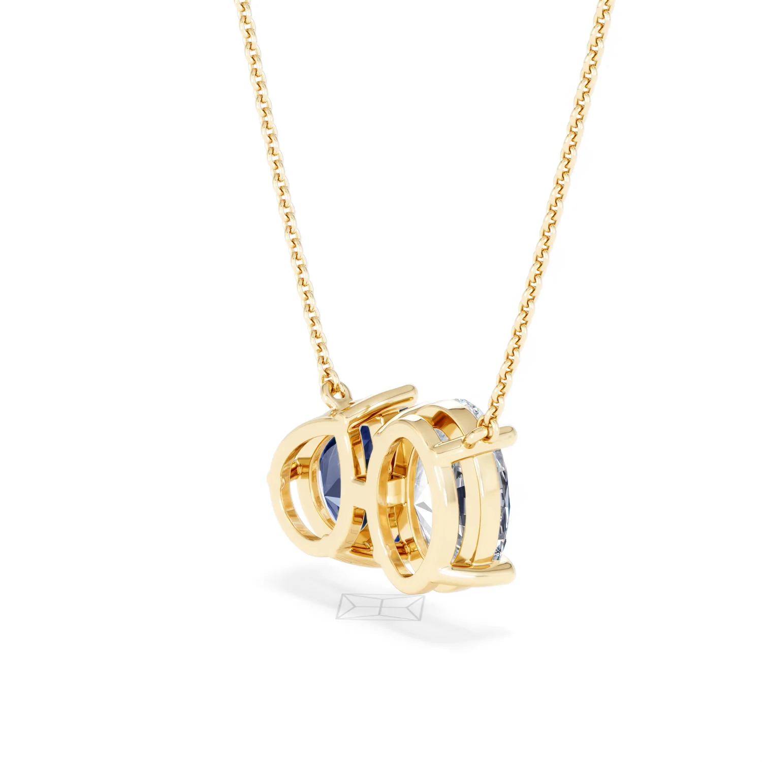 Toi Et Moi 1.50ct Oval Lab Diamond and 2.50ct Pear Lab Sapphire Necklace in 18K Yellow Gold - Image 38