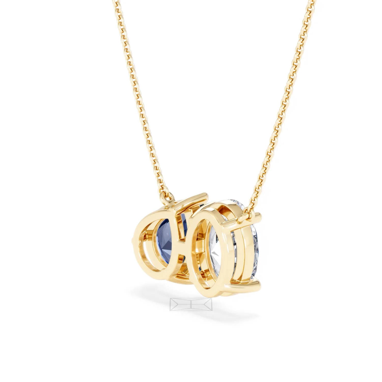 Toi Et Moi 1.50ct Oval Lab Diamond and 2.50ct Pear Lab Sapphire Necklace in 18K Yellow Gold - Image 39