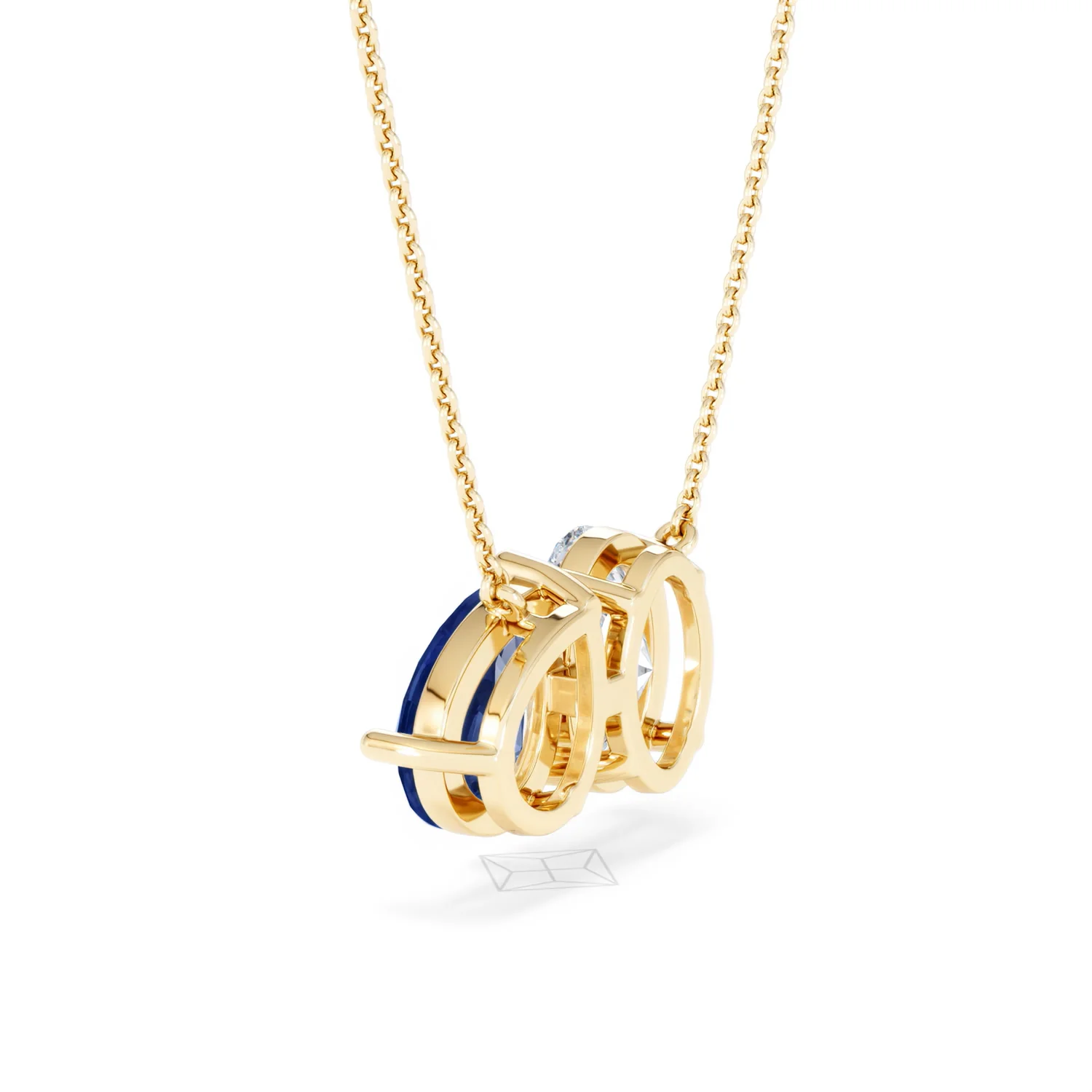 Toi Et Moi 1.50ct Oval Lab Diamond and 2.50ct Pear Lab Sapphire Necklace in 18K Yellow Gold - Image 61