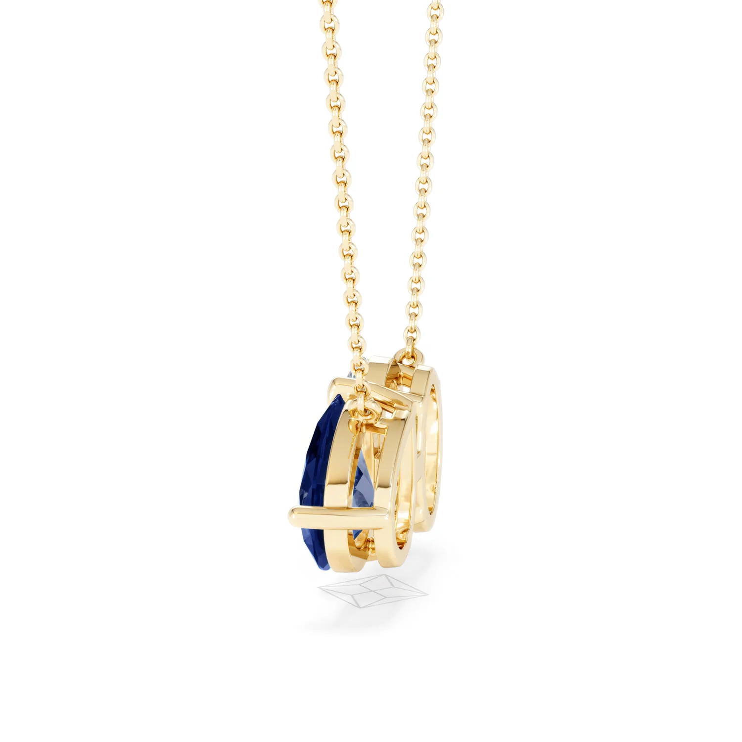 Toi Et Moi 1.50ct Oval Lab Diamond and 2.50ct Pear Lab Sapphire Necklace in 18K Yellow Gold - Image 66