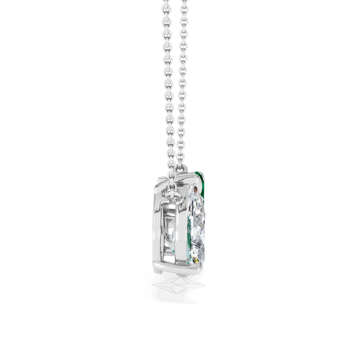 Toi Et Moi 1.50ct Pear Lab Diamond and 1.30ct Marquise Lab Emerald Necklace in 18K White Gold - Image 26