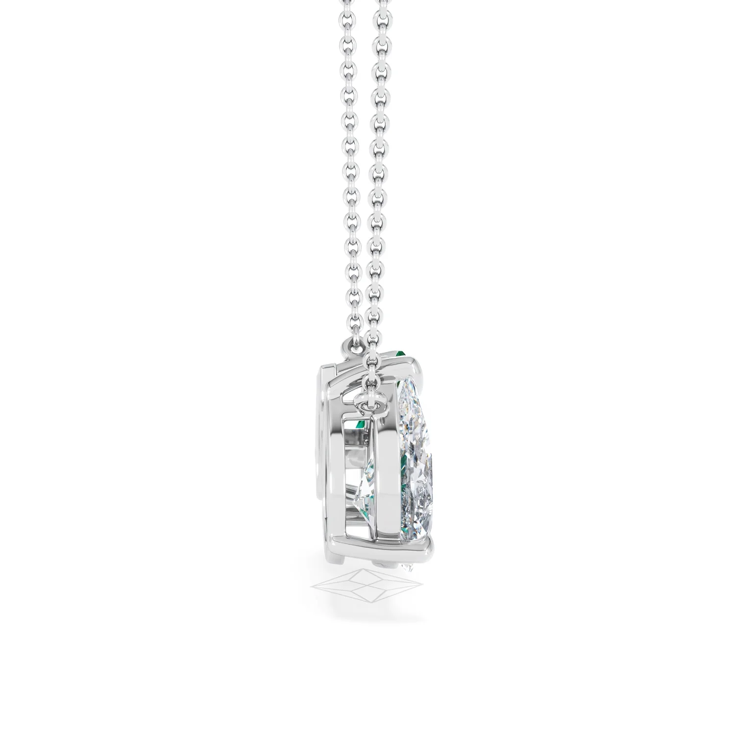Toi Et Moi 1.50ct Pear Lab Diamond and 1.30ct Marquise Lab Emerald Necklace in 18K White Gold - Image 28