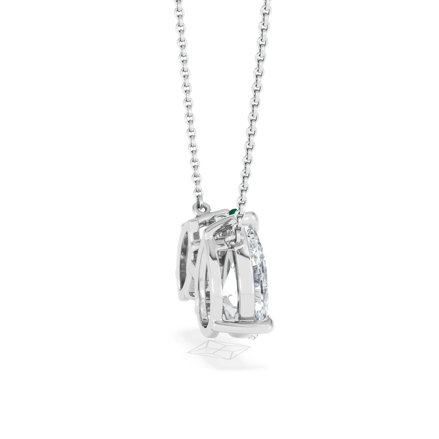Toi Et Moi 1.50ct Pear Lab Diamond and 1.30ct Marquise Lab Emerald Necklace in 18K White Gold - Image 31