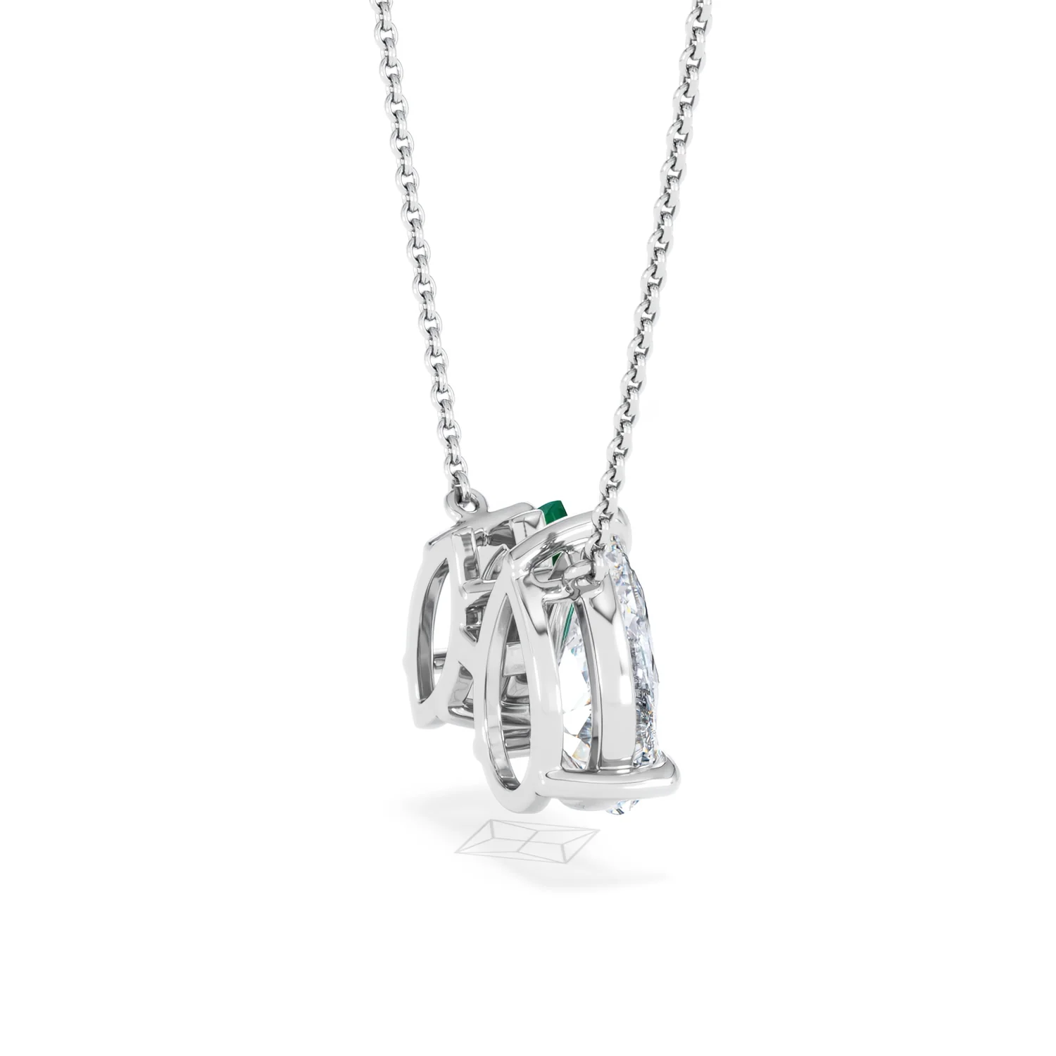 Toi Et Moi 1.50ct Pear Lab Diamond and 1.30ct Marquise Lab Emerald Necklace in 18K White Gold - Image 33