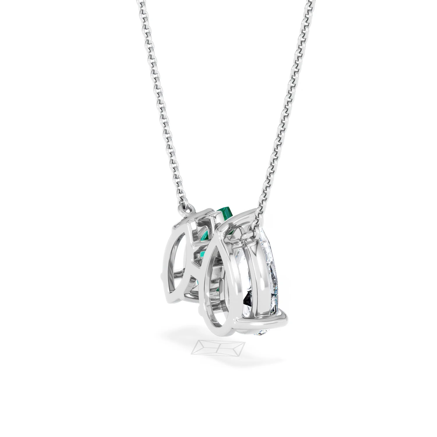 Toi Et Moi 1.50ct Pear Lab Diamond and 1.30ct Marquise Lab Emerald Necklace in 18K White Gold - Image 35
