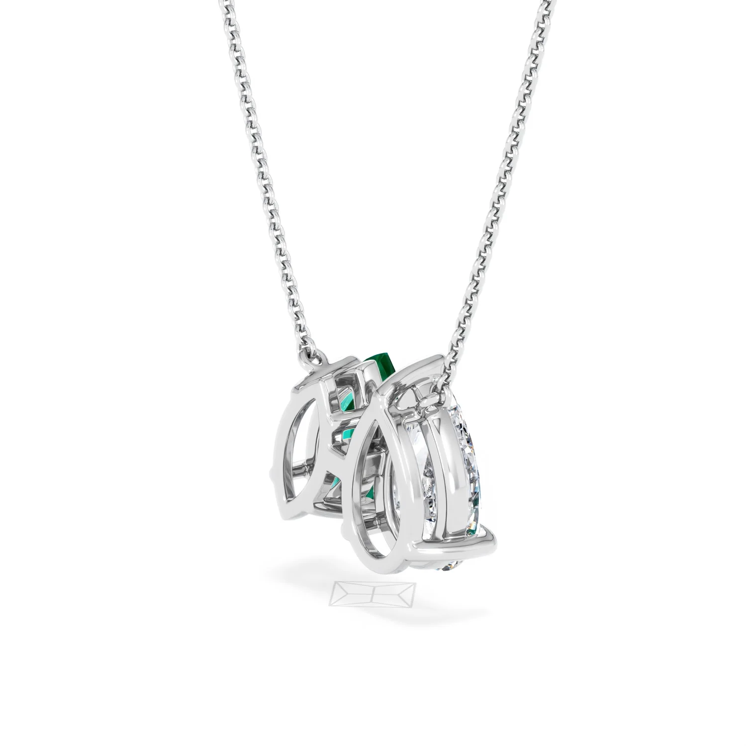 Toi Et Moi 1.50ct Pear Lab Diamond and 1.30ct Marquise Lab Emerald Necklace in 18K White Gold - Image 36