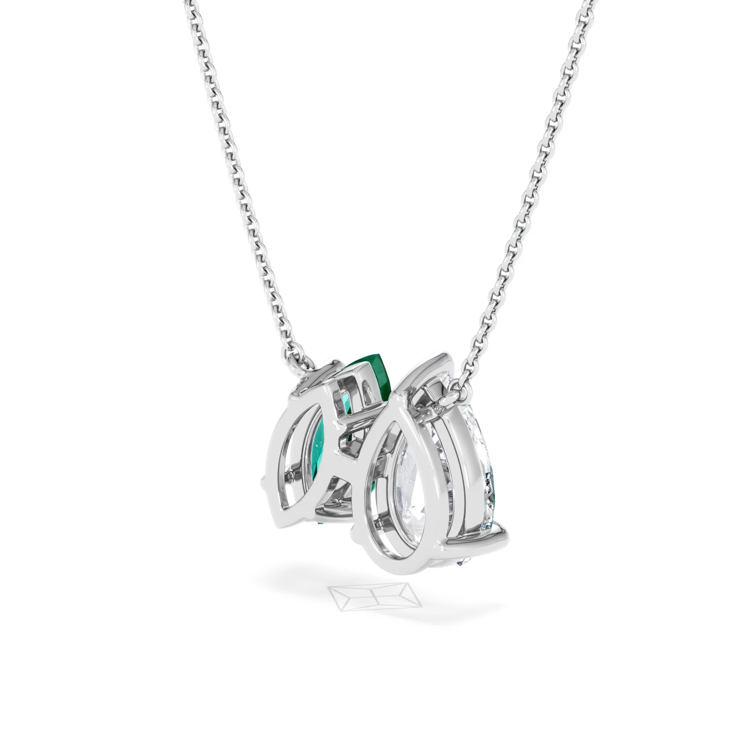 Toi Et Moi 1.50ct Pear Lab Diamond and 1.30ct Marquise Lab Emerald Necklace in 18K White Gold - Image 39