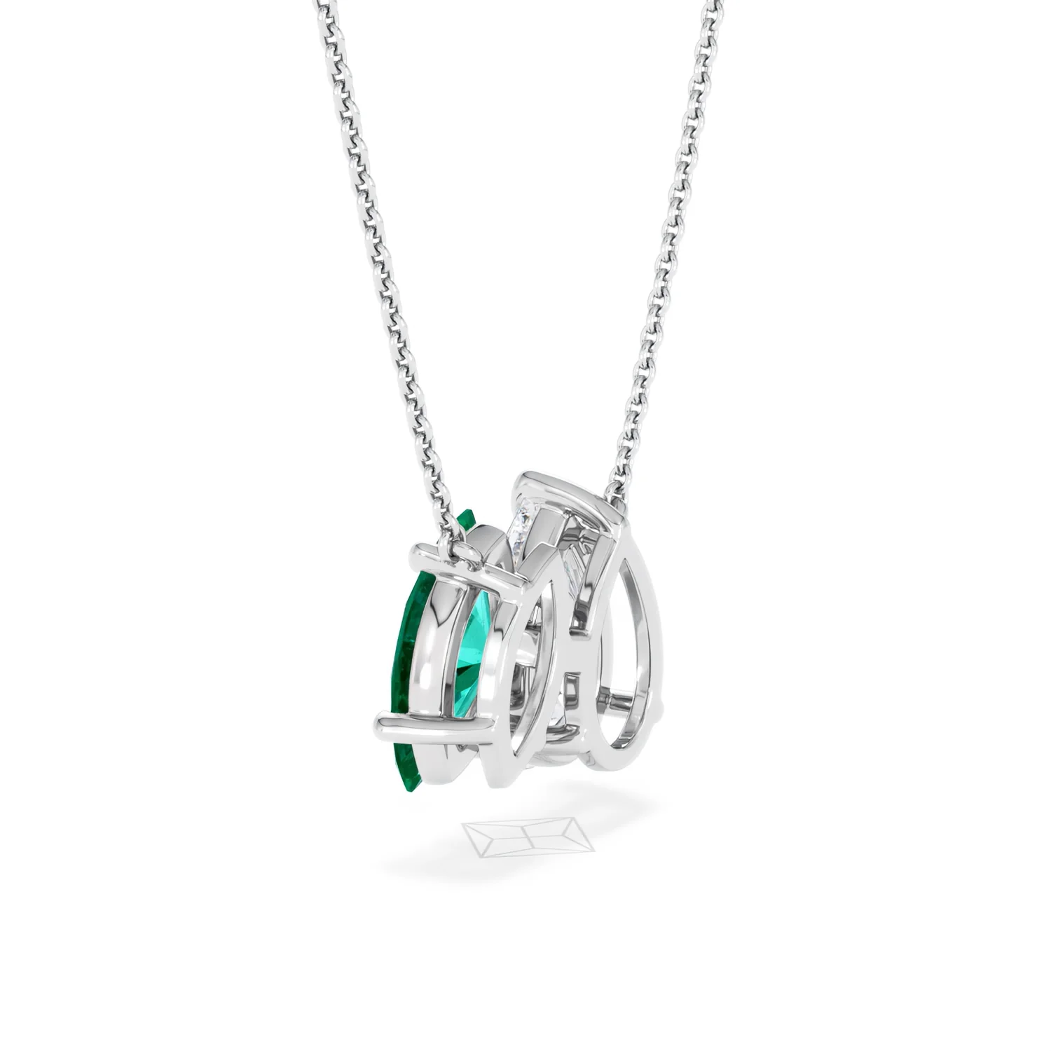 Toi Et Moi 1.50ct Pear Lab Diamond and 1.30ct Marquise Lab Emerald Necklace in 18K White Gold - Image 59