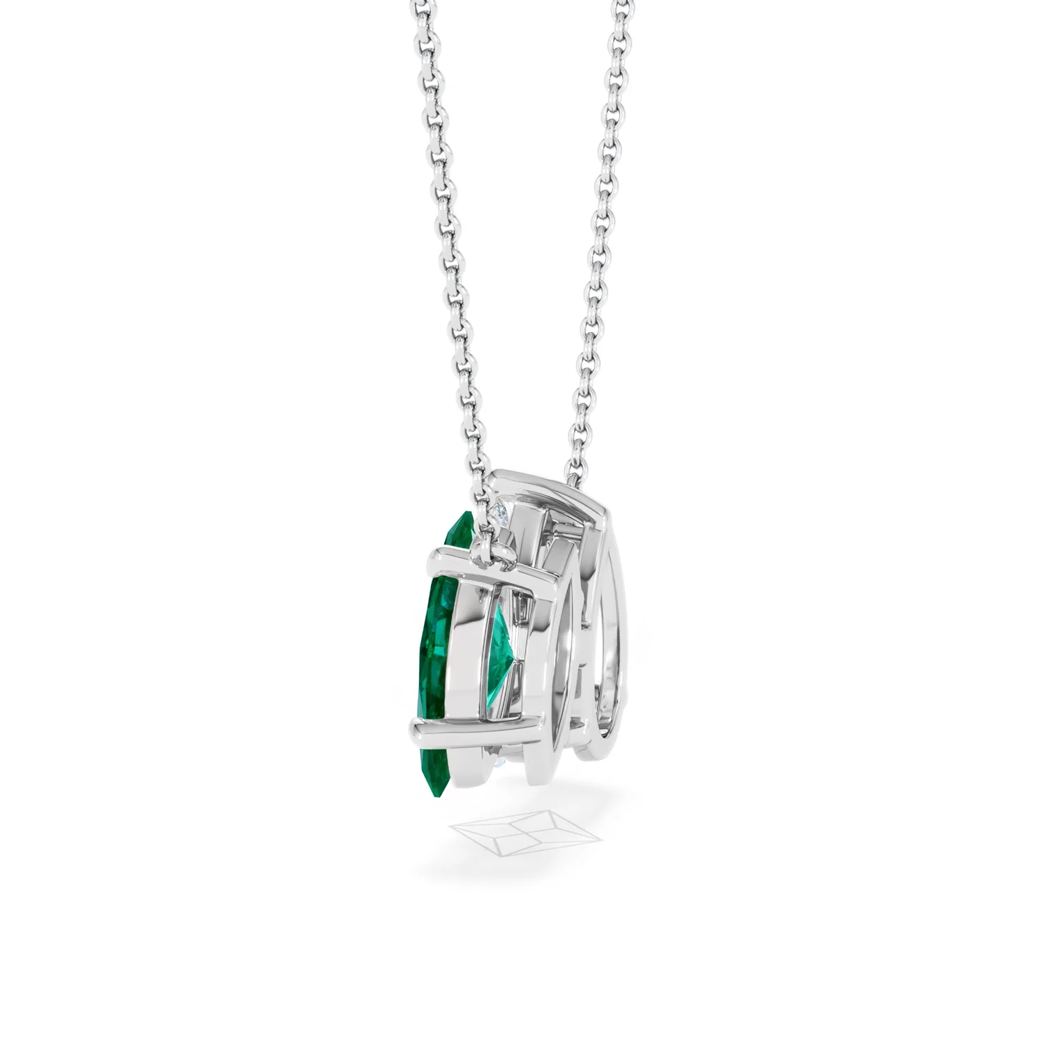 Toi Et Moi 1.50ct Pear Lab Diamond and 1.30ct Marquise Lab Emerald Necklace in 18K White Gold - Image 63