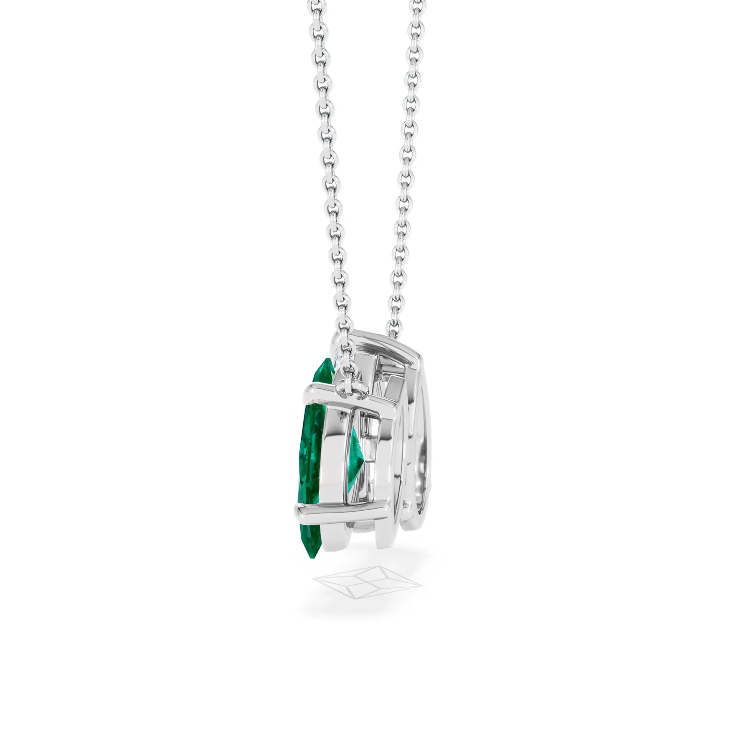 Toi Et Moi 1.50ct Pear Lab Diamond and 1.30ct Marquise Lab Emerald Necklace in 18K White Gold - Image 64