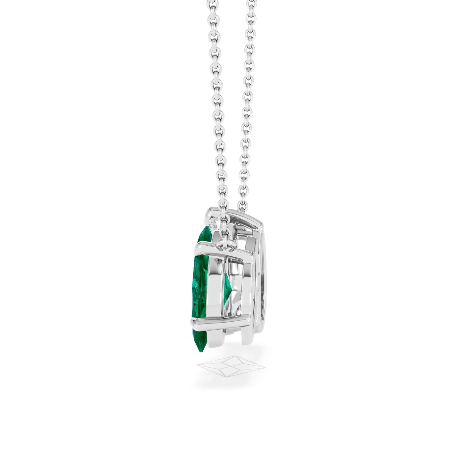 Toi Et Moi 1.50ct Pear Lab Diamond and 1.30ct Marquise Lab Emerald Necklace in 18K White Gold - Image 65