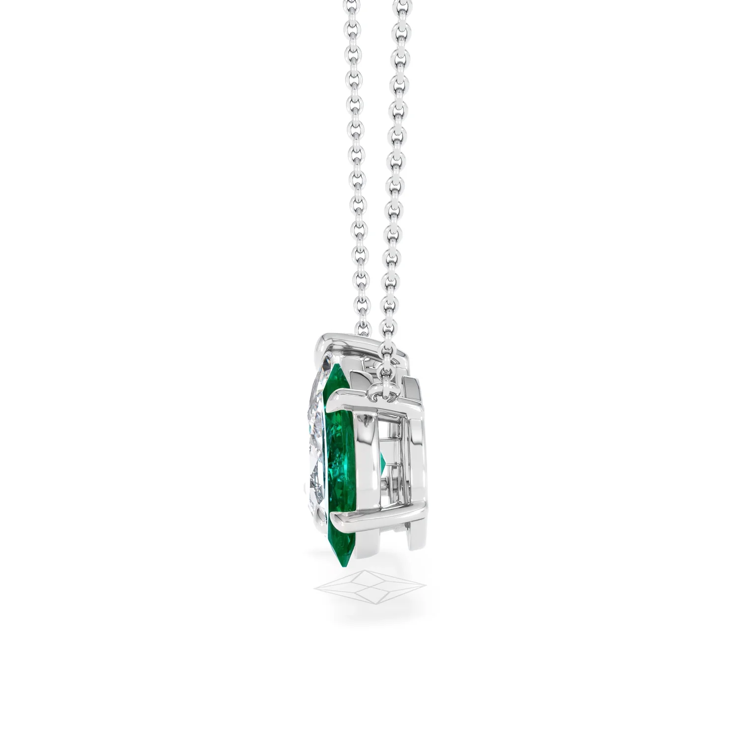 Toi Et Moi 1.50ct Pear Lab Diamond and 1.30ct Marquise Lab Emerald Necklace in 18K White Gold - Image 68