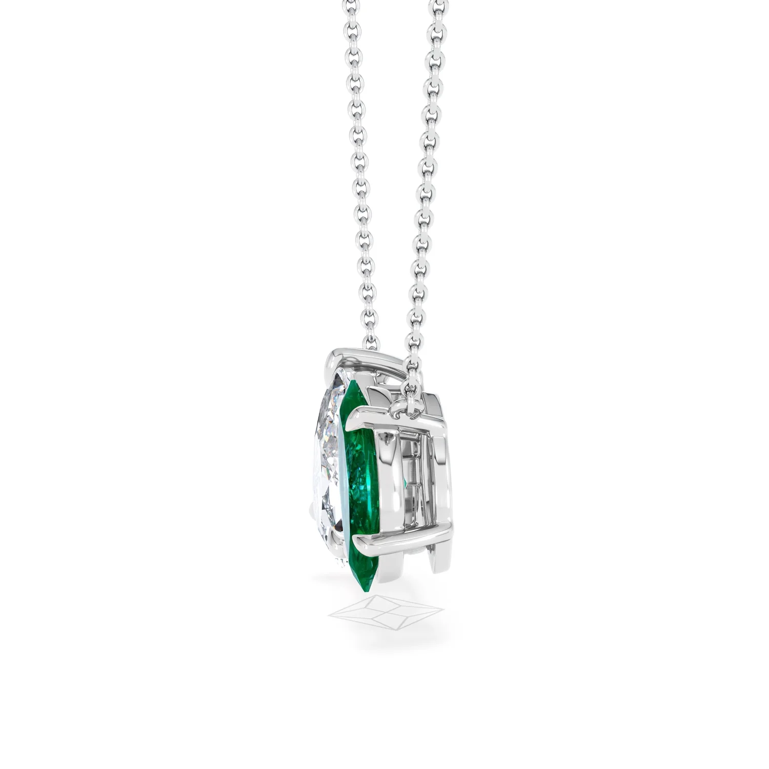 Toi Et Moi 1.50ct Pear Lab Diamond and 1.30ct Marquise Lab Emerald Necklace in 18K White Gold - Image 69