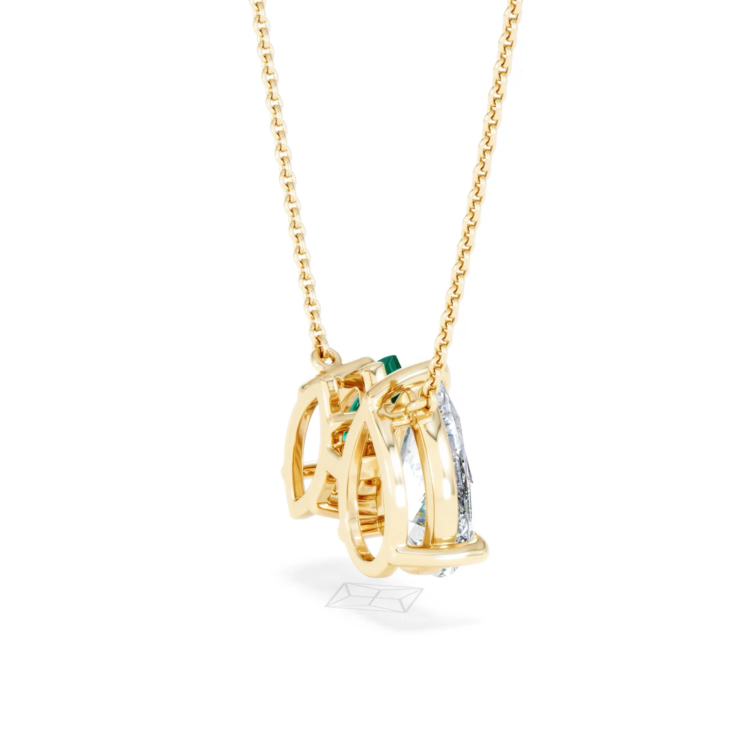 Toi Et Moi 1.50ct Pear Lab Diamond and 1.30ct Marquise Lab Emerald Necklace in 18K Yellow Gold - Image 36