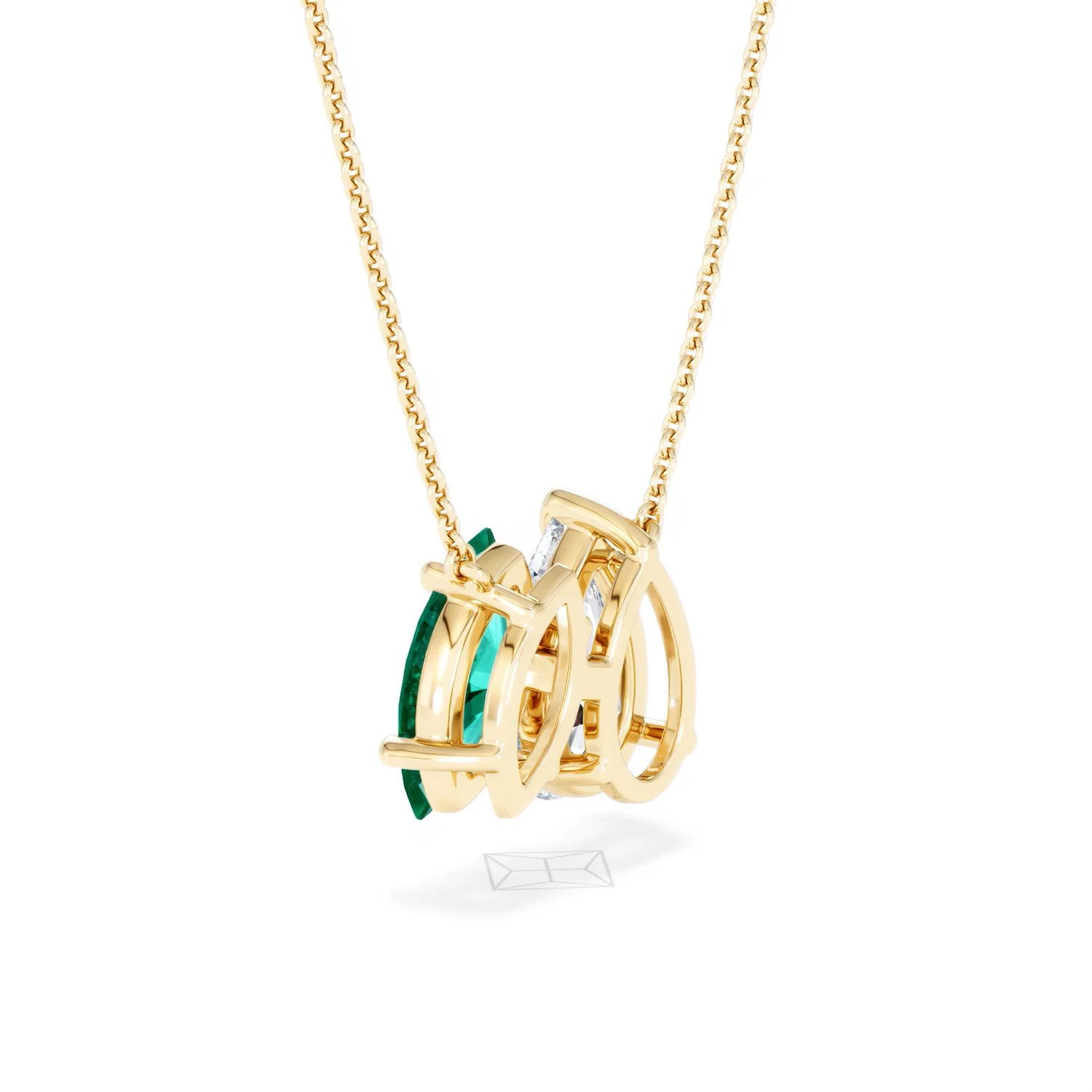 Toi Et Moi 1.50ct Pear Lab Diamond and 1.30ct Marquise Lab Emerald Necklace in 18K Yellow Gold - Image 60