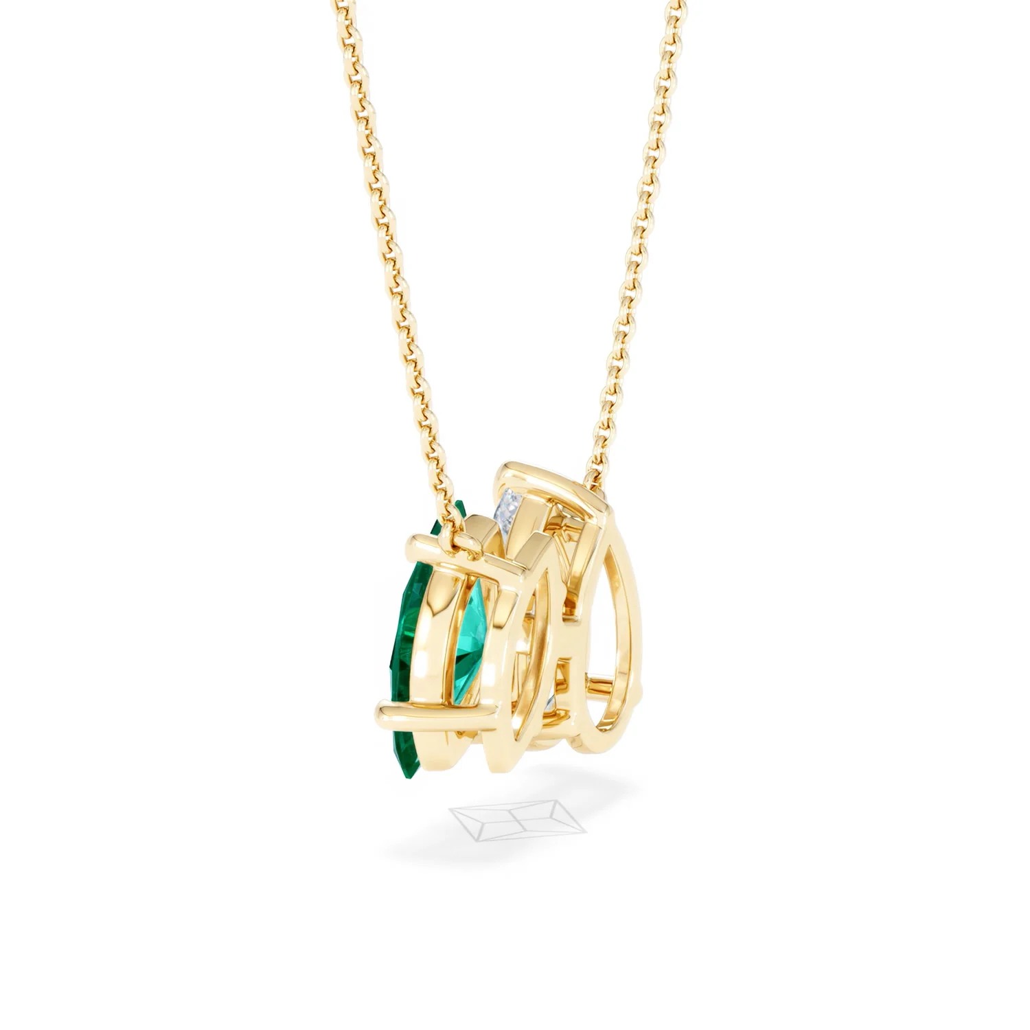 Toi Et Moi 1.50ct Pear Lab Diamond and 1.30ct Marquise Lab Emerald Necklace in 18K Yellow Gold - Image 62