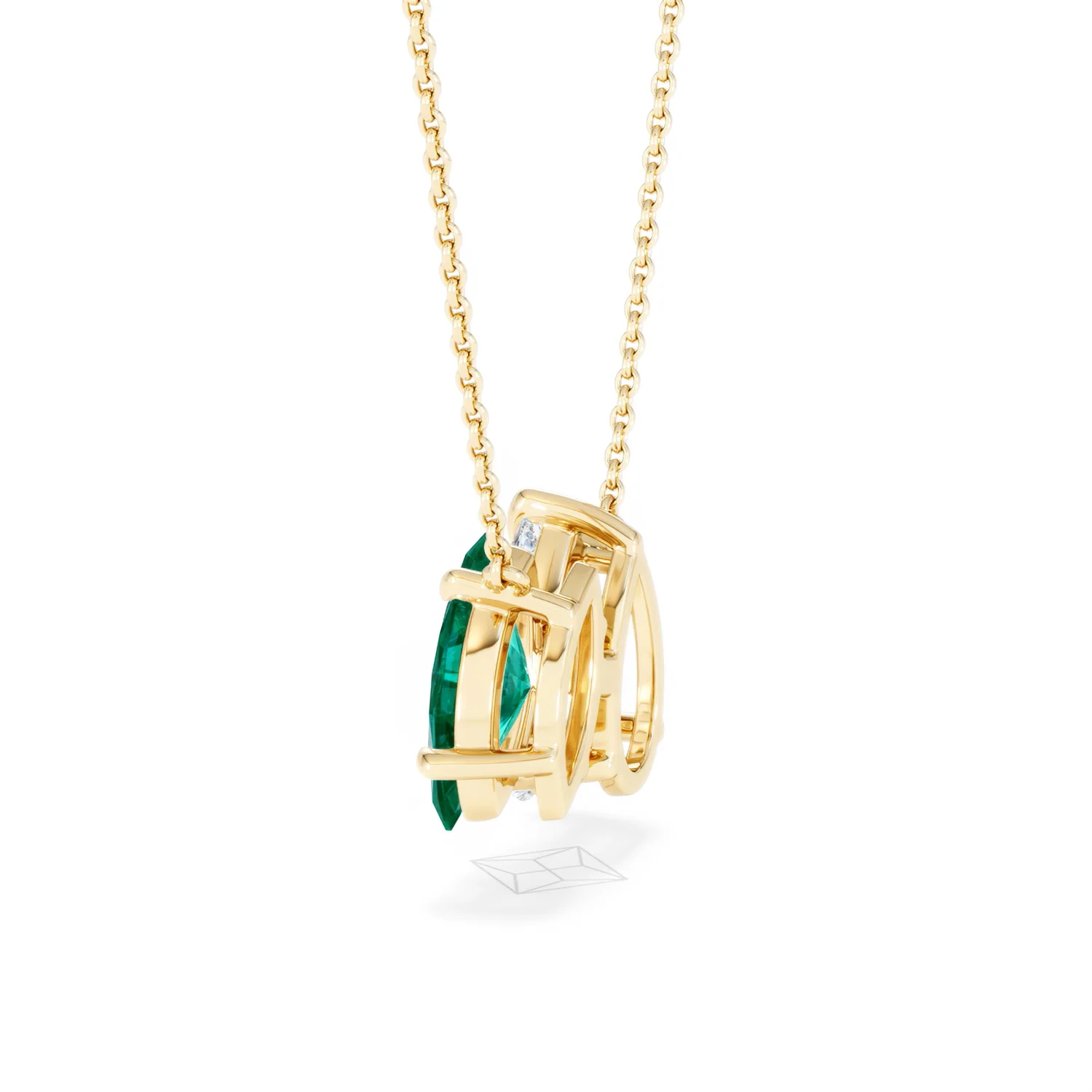 Toi Et Moi 1.50ct Pear Lab Diamond and 1.30ct Marquise Lab Emerald Necklace in 18K Yellow Gold - Image 64