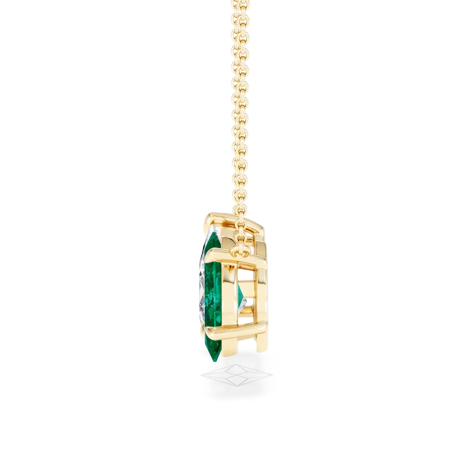 Toi Et Moi 1.50ct Pear Lab Diamond and 1.30ct Marquise Lab Emerald Necklace in 18K Yellow Gold - Image 69